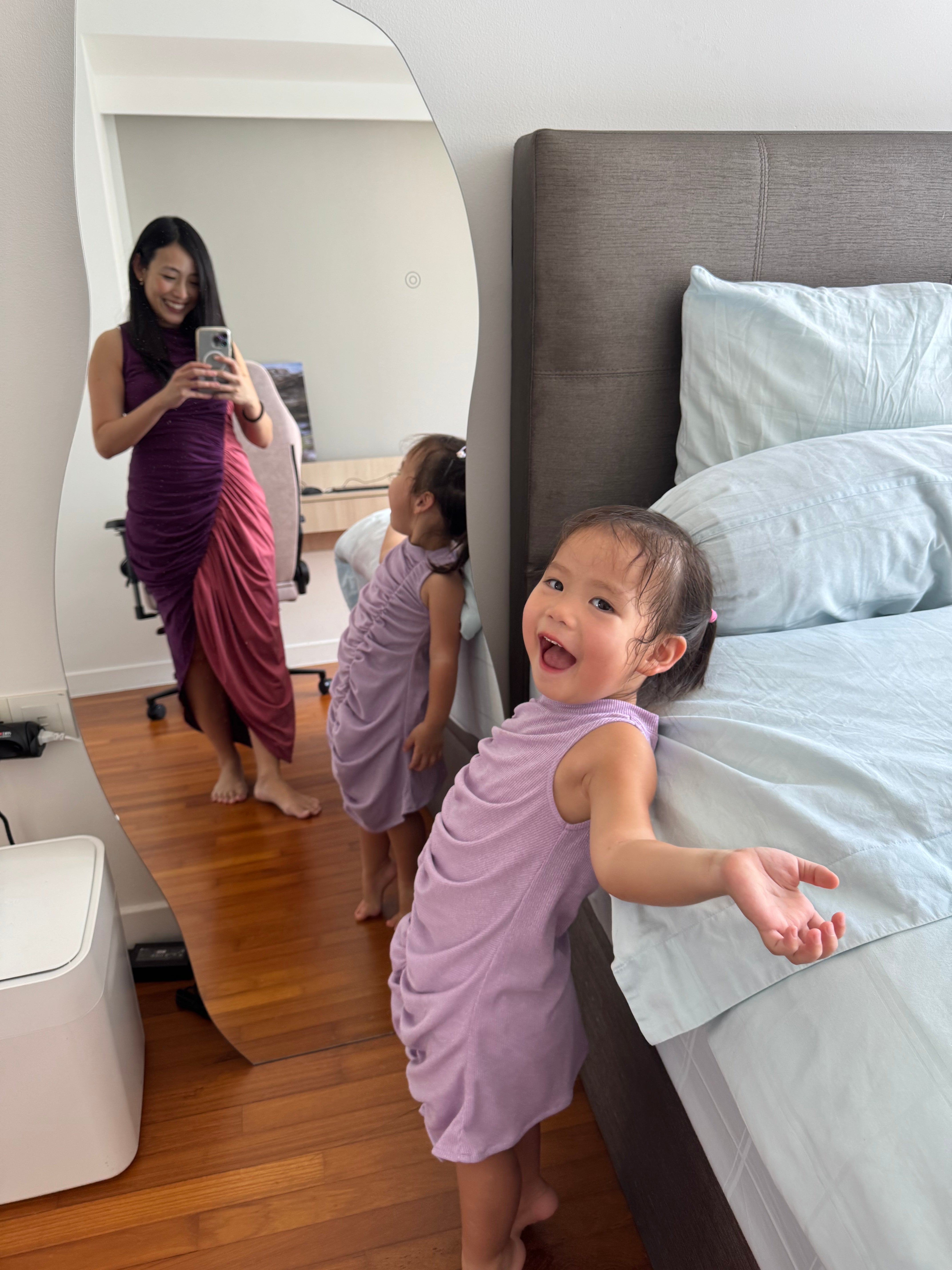 The Parrot | Ava Lumi Mini Ruched Purple Sparkly Dress (Girl)