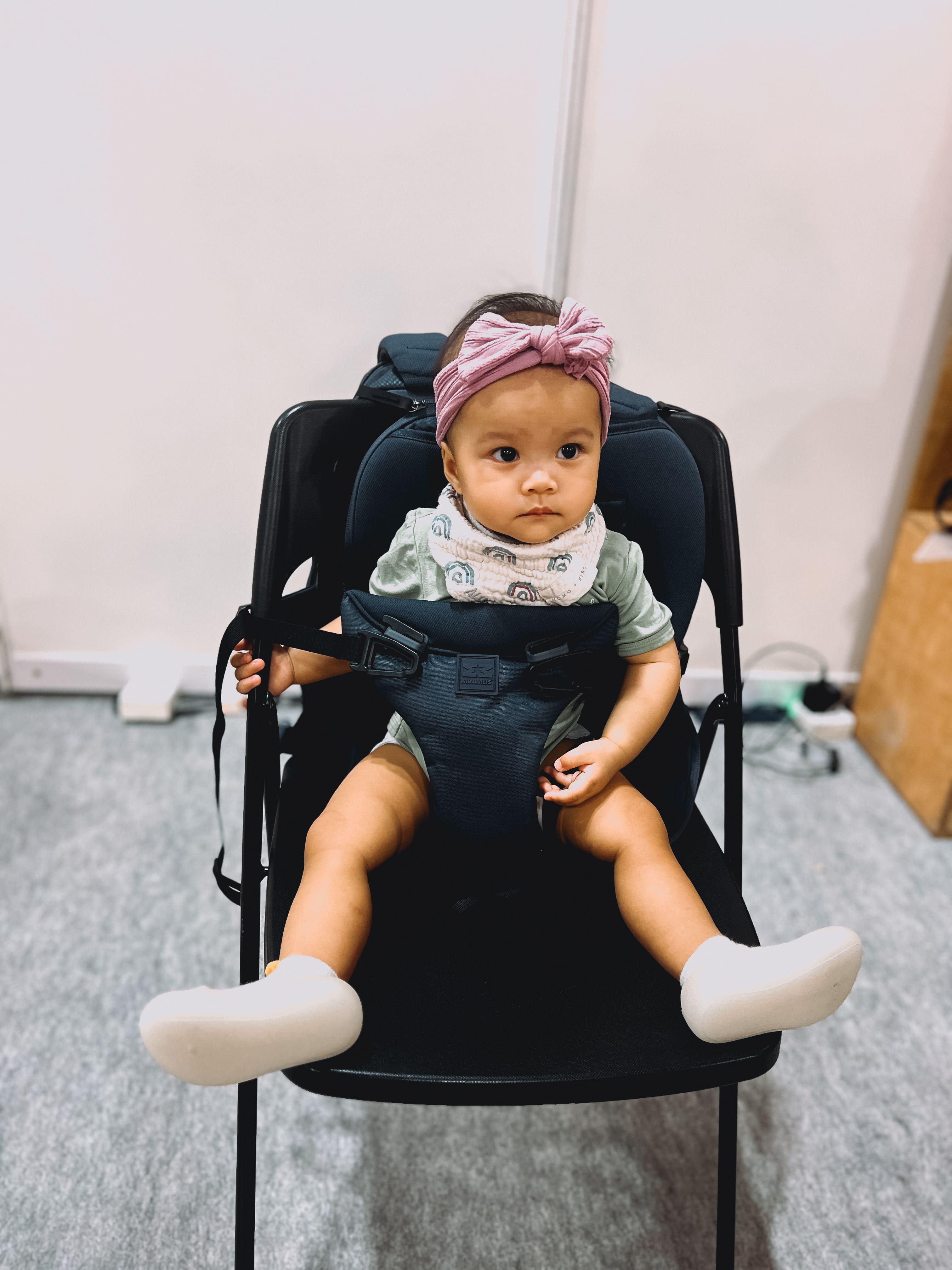 MiniMeis HERO Backpack | Diaper Backpack | Black | Diaper Bag Converted into Baby Chair Seat| Baby in HERO Backpack Chair Seat | SavvyMamaSG