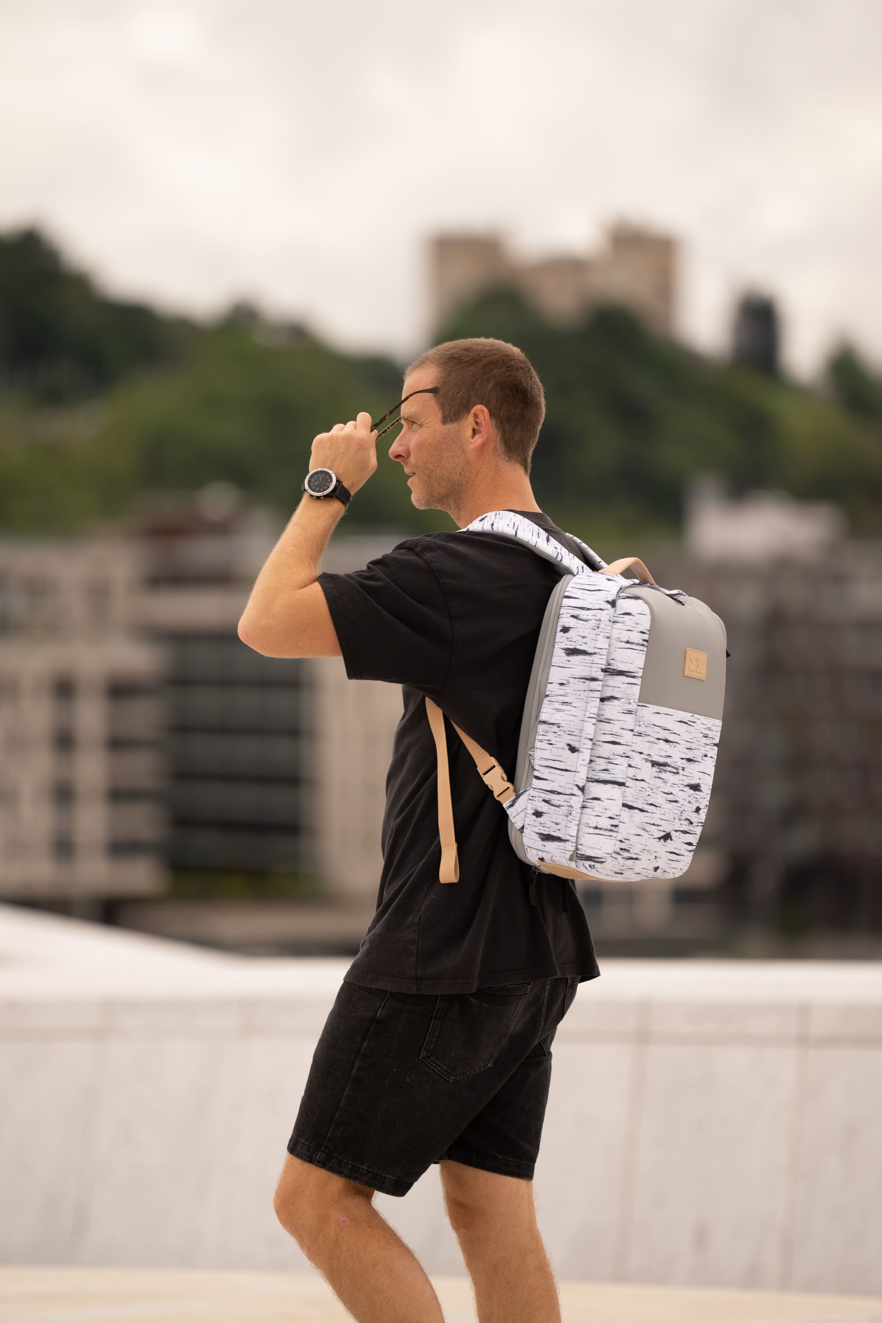 MiniMeis HERO Backpack | Diaper Backpack | White Print | Man with Backpack | SavvyMamaSG
