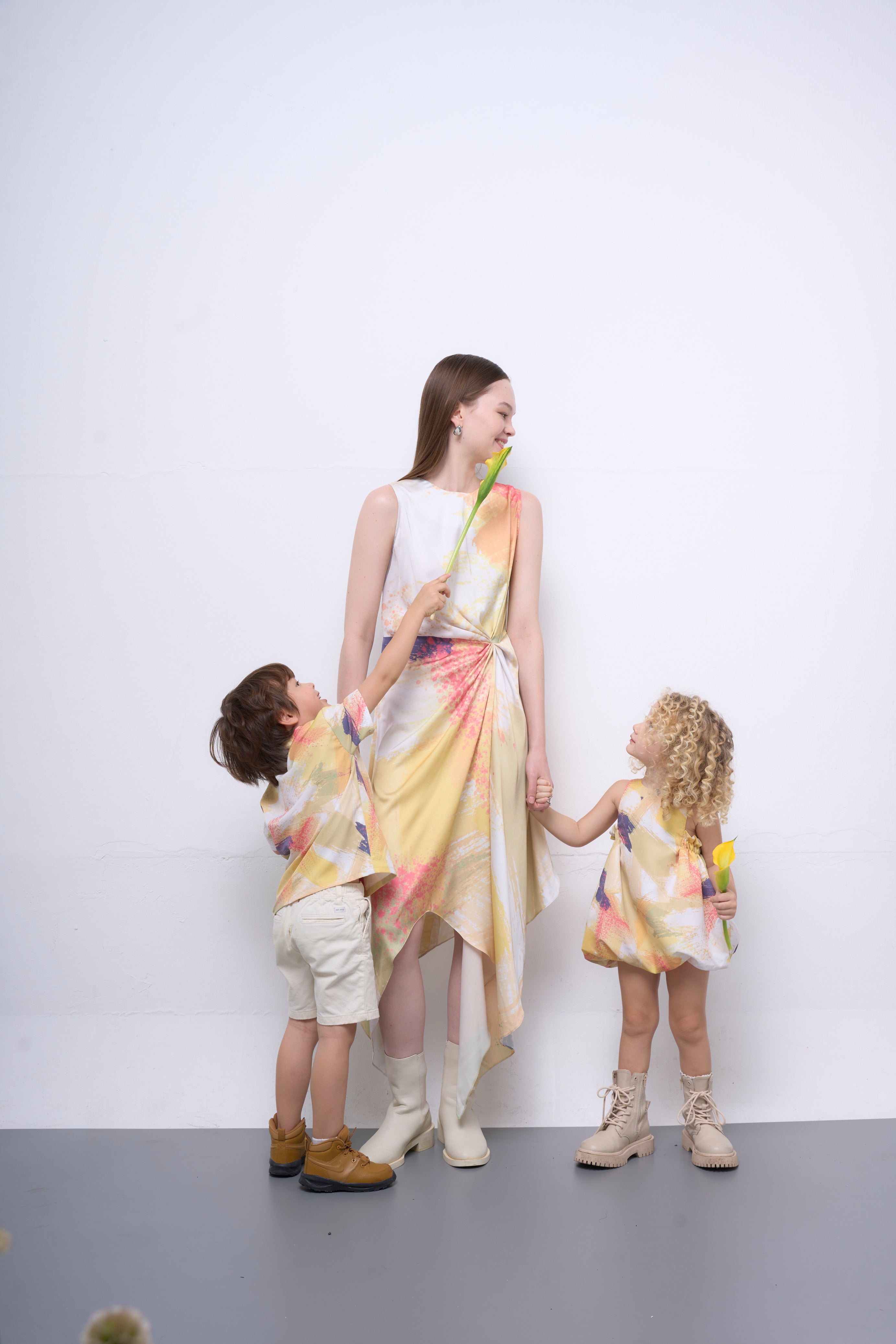 The Parrot | Midi Soleil Drape Dress - Garden Yellow Print