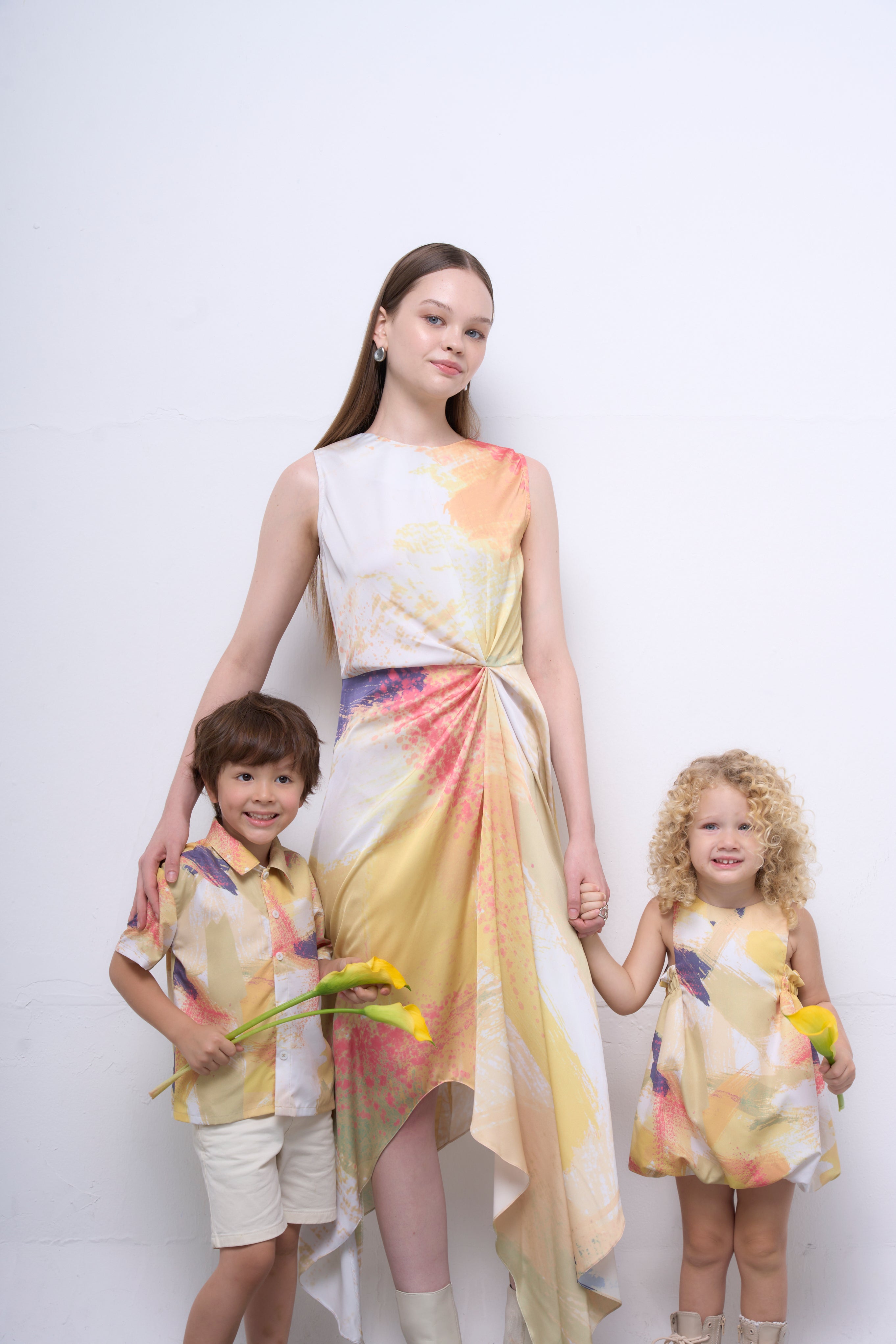 The Parrot | Midi Soleil Drape Dress - Garden Yellow Print