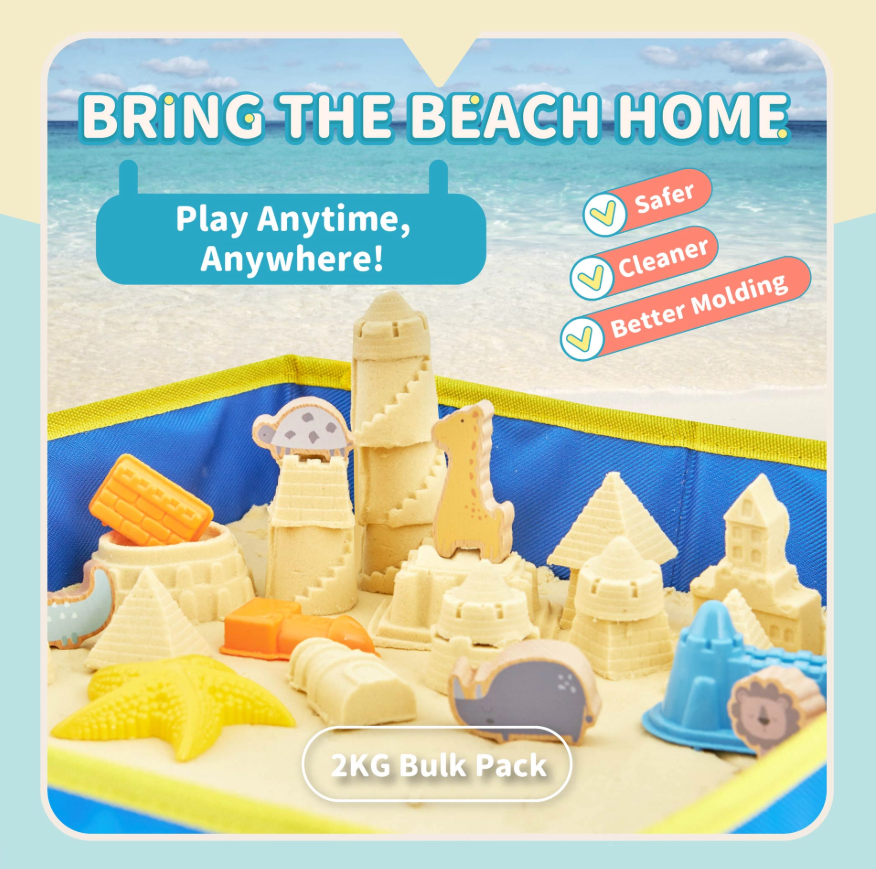 beach sand play kit|kinetic sand castle molds|kids indoor beach play|2kg sensory sand|creative toy set