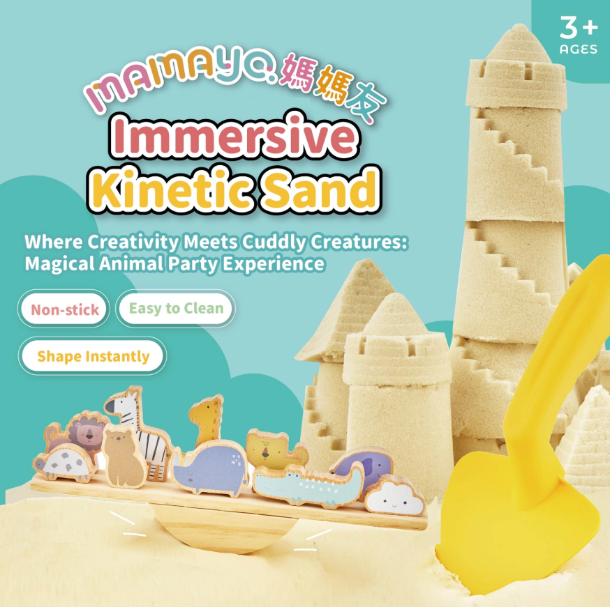 immersive kinetic sand|non stick sensory sand|easy clean sand toy|kids creative play|moldable play sand