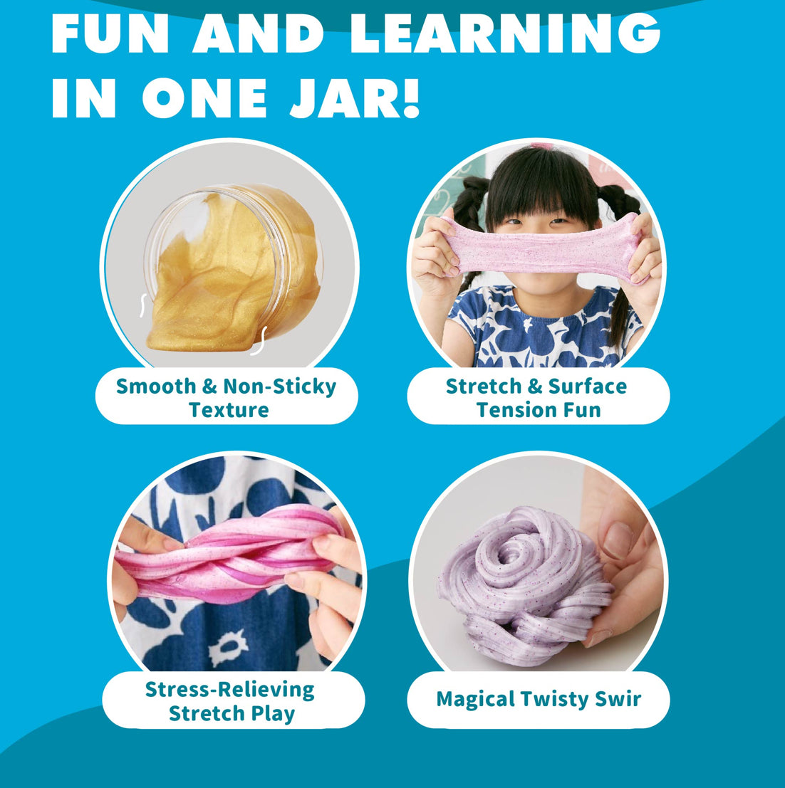 Mamayo liquid clay|sensory play stretchy|non-sticky|fine motor skill development|never dry slime|non-messy