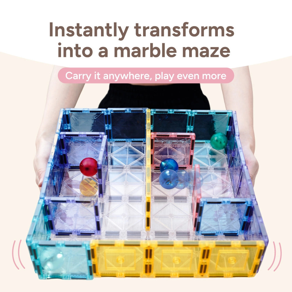 magnetic marble maze|magnetic tiles playset|STEM maze toy|creative marble run|kids building toy
