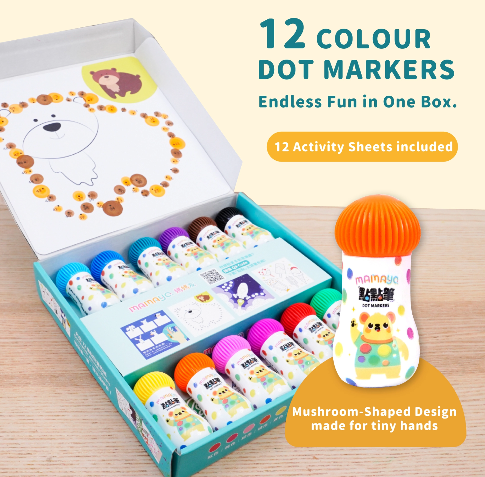 Mamayo|mini dot markers art set|washable|non toxic art markers|toddlers|activity sheets|creative play|sensory art