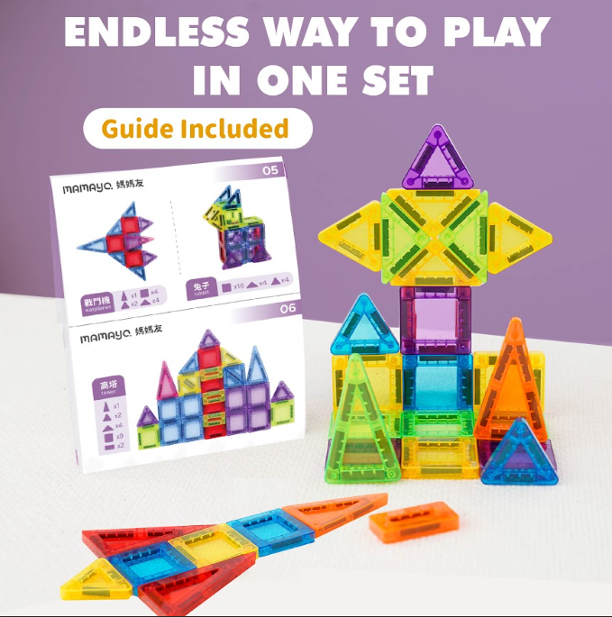 Mamayo mini magnetic tiles|STEM building|instruction guide|creative learning play|educational toy