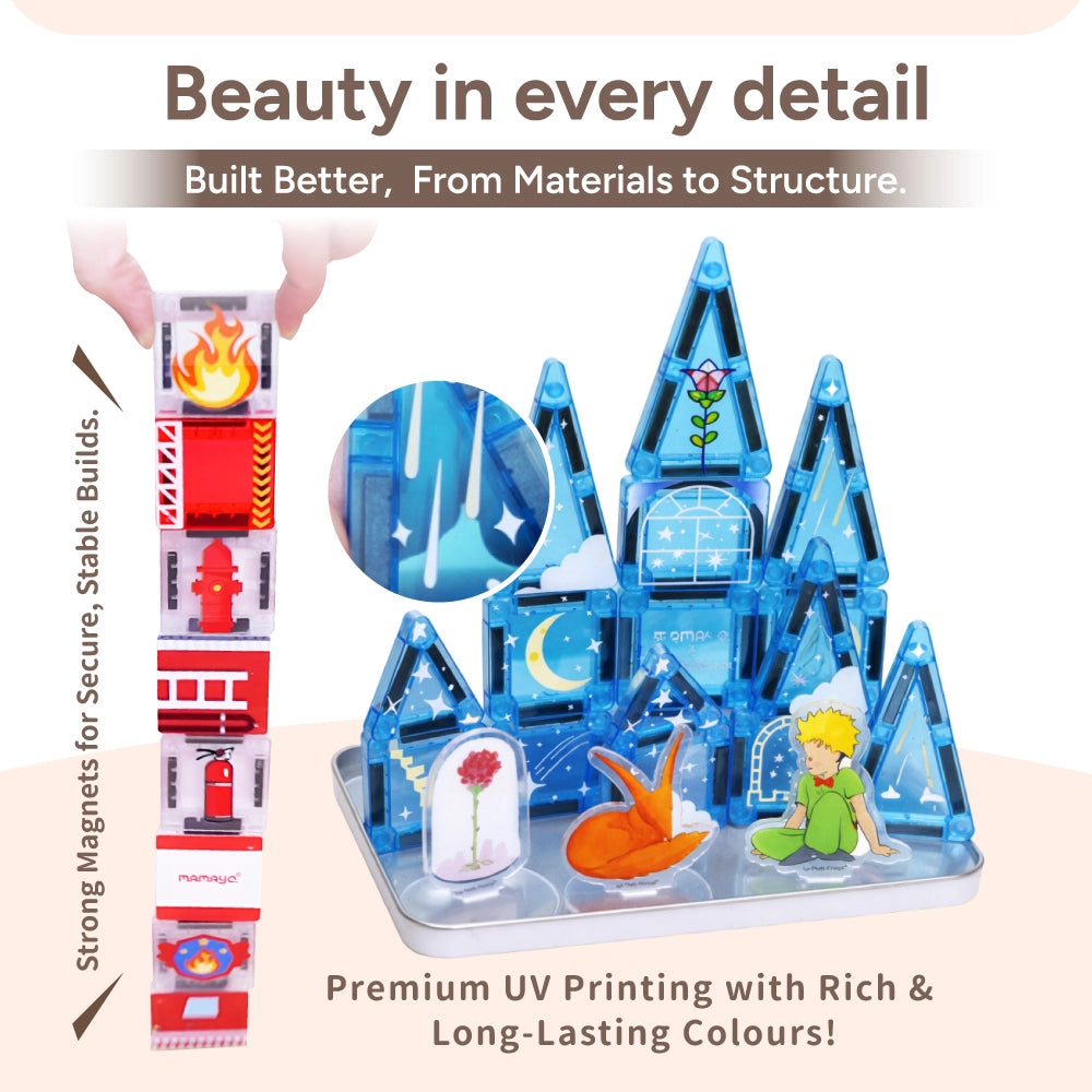 Mamayo premium mini magnetic tiles|STEM building toy|strong magnets|durable UV printing| educational construction