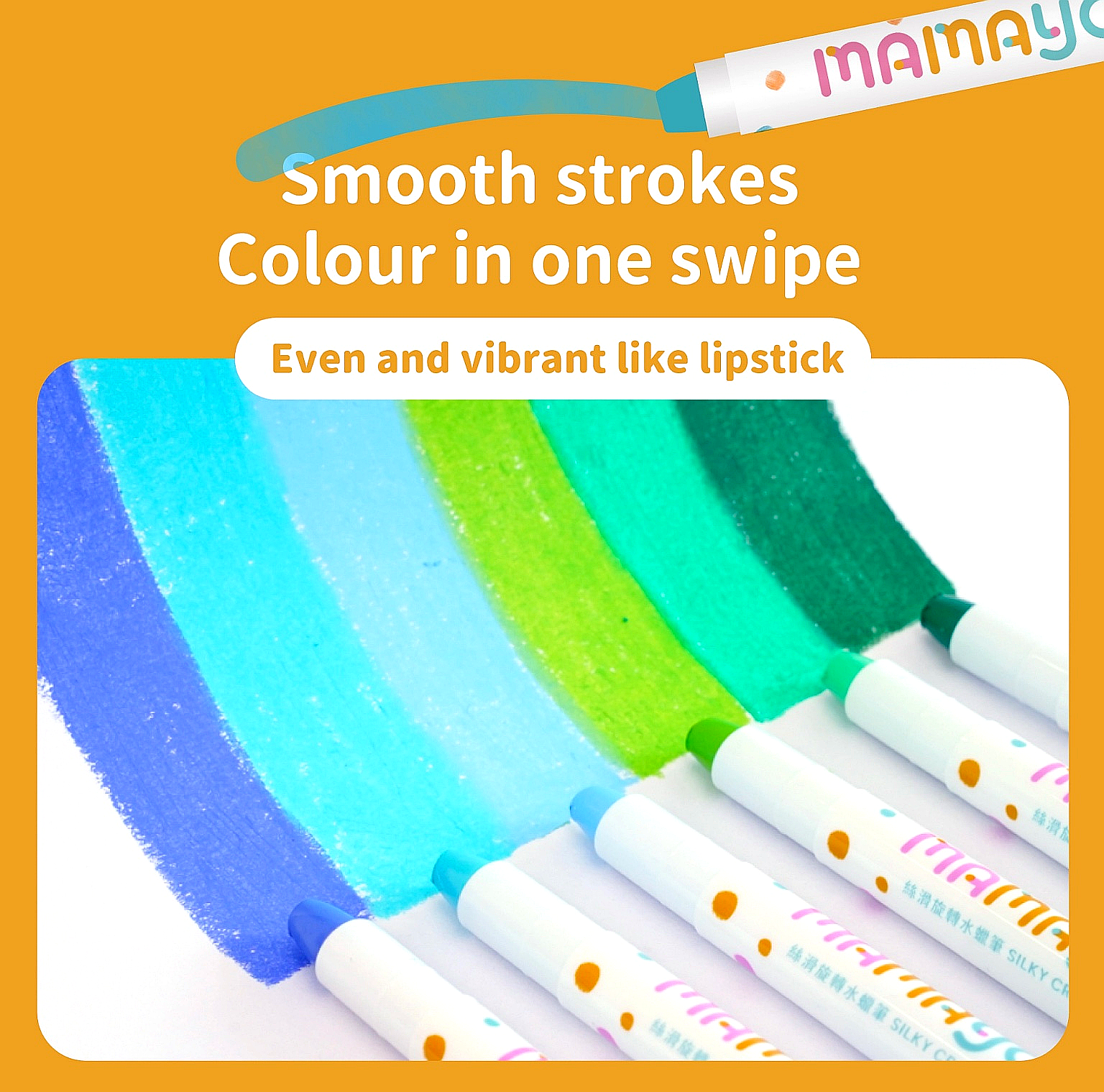 smooth silky crayons|vibrant colours|kids colouring tools|creative play|fine motor development