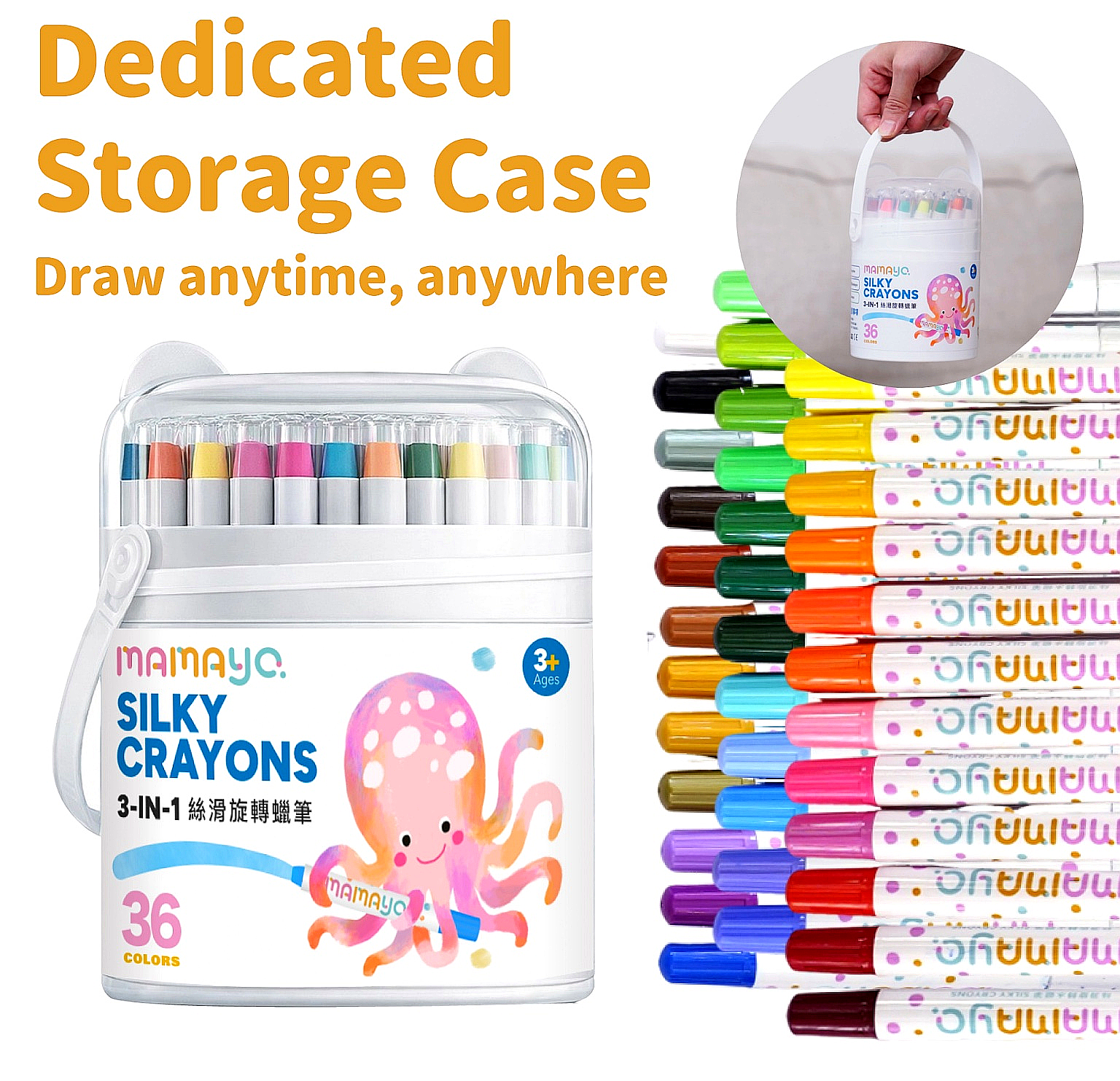 Mamayo silky crayons|36 colours|kids colouring set|travel crayons|toddler drawing|mess free art supplies