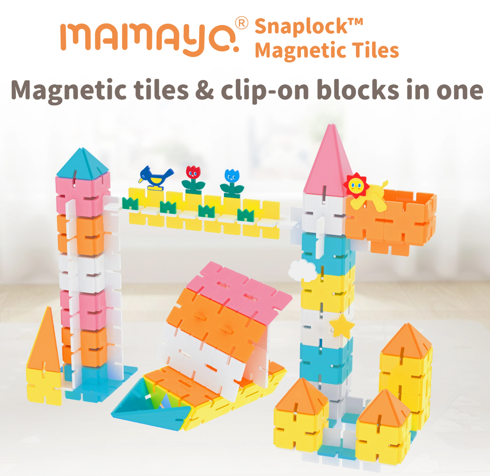 snaplock magnetic tiles|clip on building blocks|creative STEM toy|kids construction set|magnetic playset