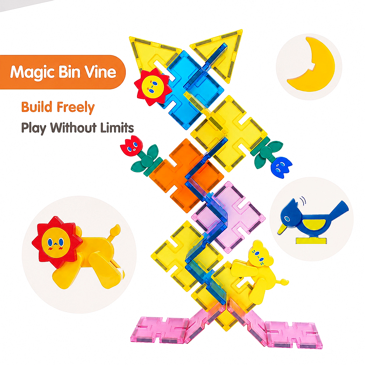 magnetic tiles|screen free play|cognitive development|brain development|STEM toy|creative building blocks
