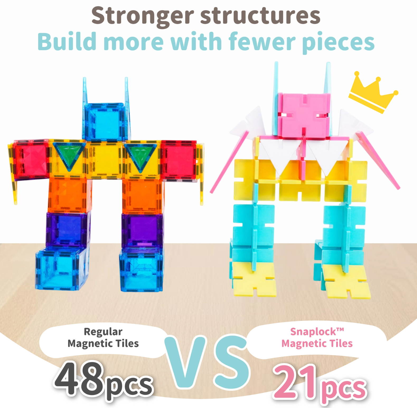 snaplock magnetic tiles|stronger magnetic structures|fewer building pieces|STEM construction toy|creative blocks