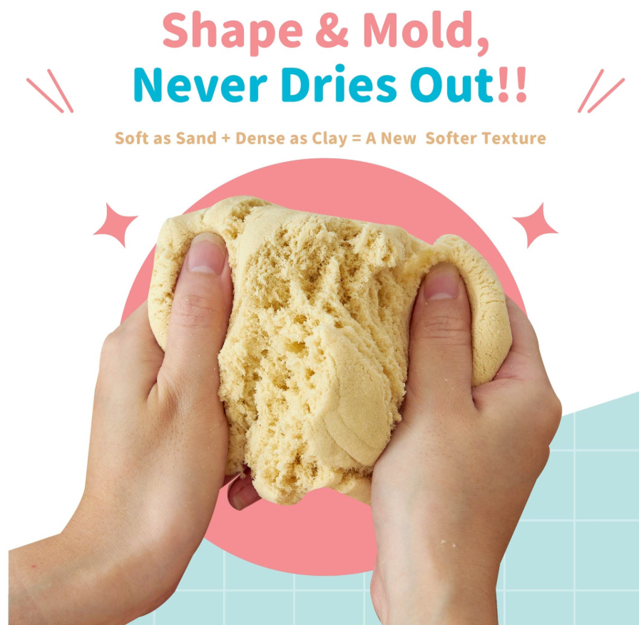soft kinetic sand|moldable sensory sand|never dries out sand|kids tactile play|creative toddler activity