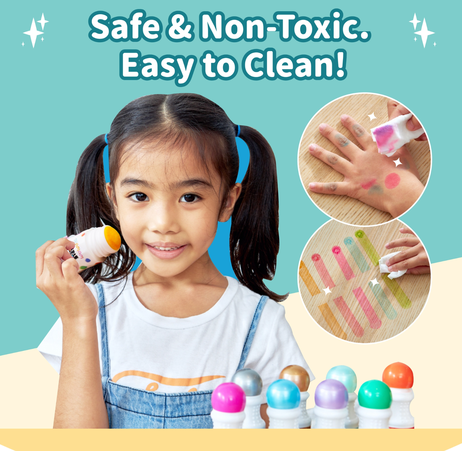 Mamayo|washable dot markers|safe|non toxic kids art supplies|sensory play|creative learning