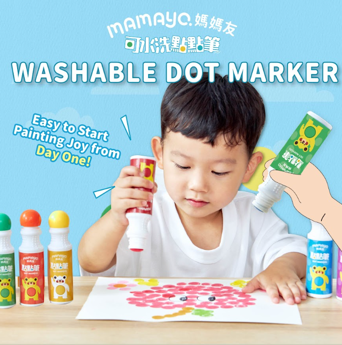 Mamayo|washable dot markers|toddlers and kids|non toxic|paint markers|art activity|sensory learning|fine motor skills|creative painting
