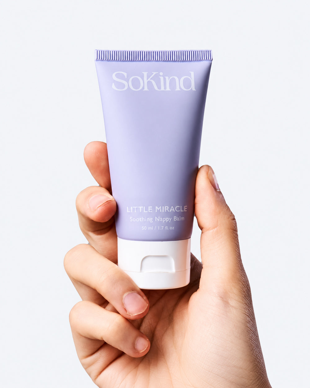 Alt text: SoKind Little Miracle Soothing Nappy Balm against a light grey background.