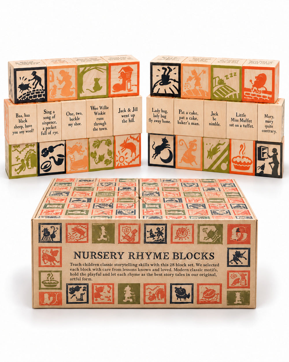 Uncle Goose Nursery Rhyme wooden blocks with illustrated faces and product box