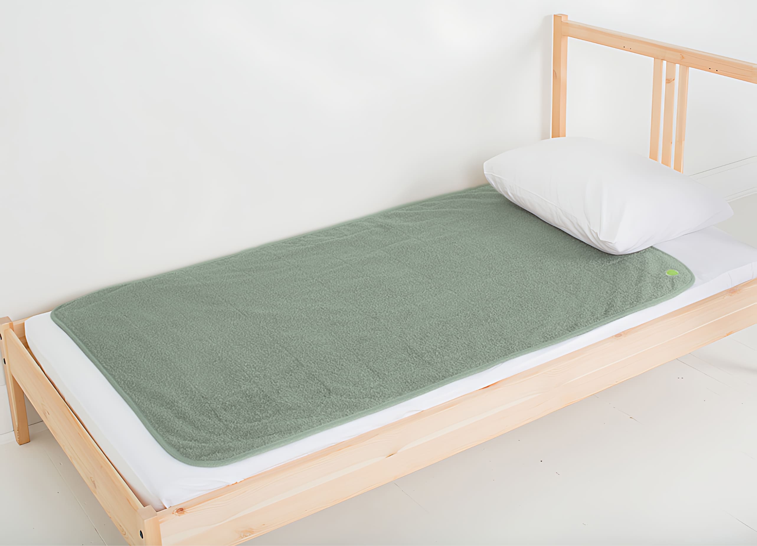 PeapodMats on Bed | Waterproof Mats | Mattress Protector | Sage | SavvyMama