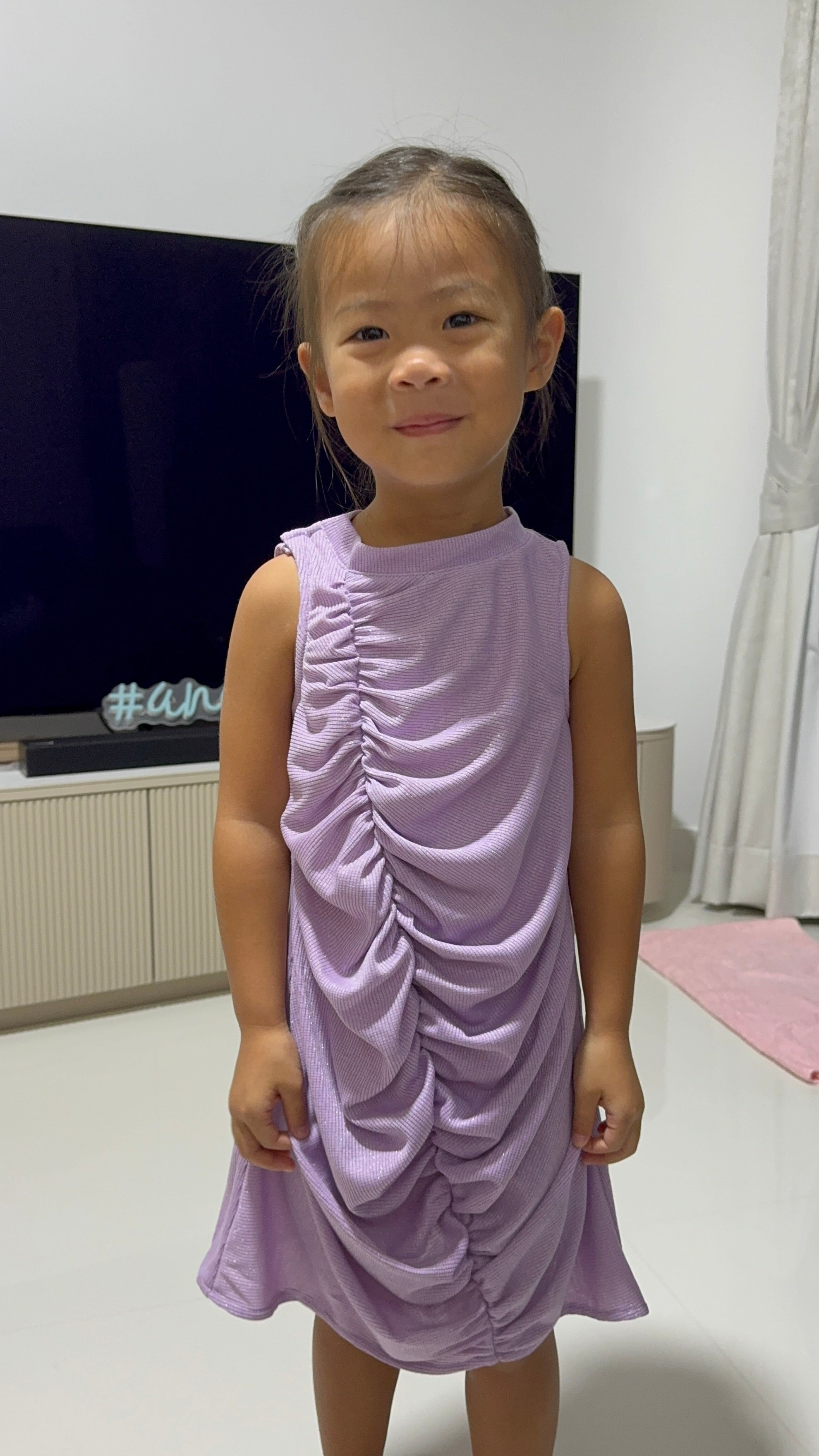 The Parrot | Ava Lumi Mini Ruched Purple Sparkly Dress (Girl)
