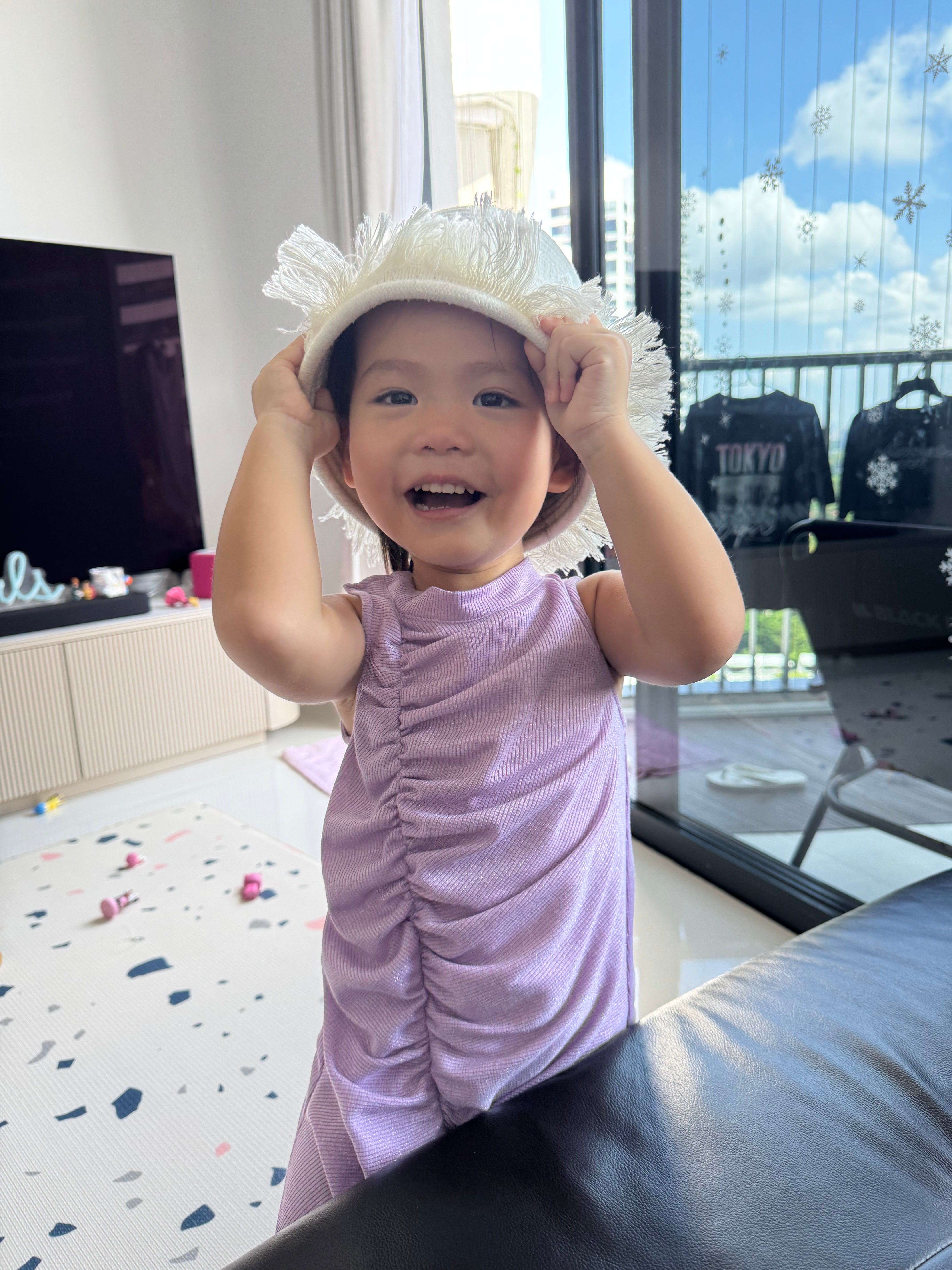 The Parrot | Ava Lumi Mini Ruched Purple Sparkly Dress (Girl)