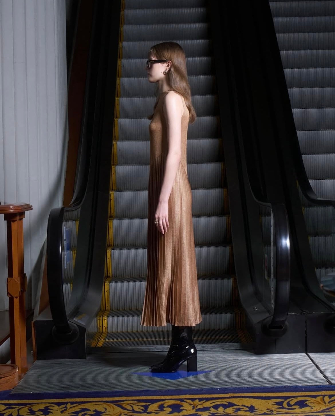 The Parrot | Celestia Maxi Dress with Pleat Detail - Gold