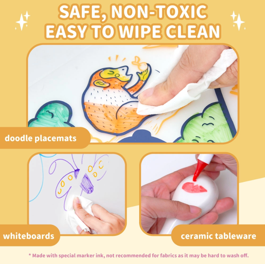 washable floating markers|easy wipe markers|kids doodle markers|mess free drawing|creative activities