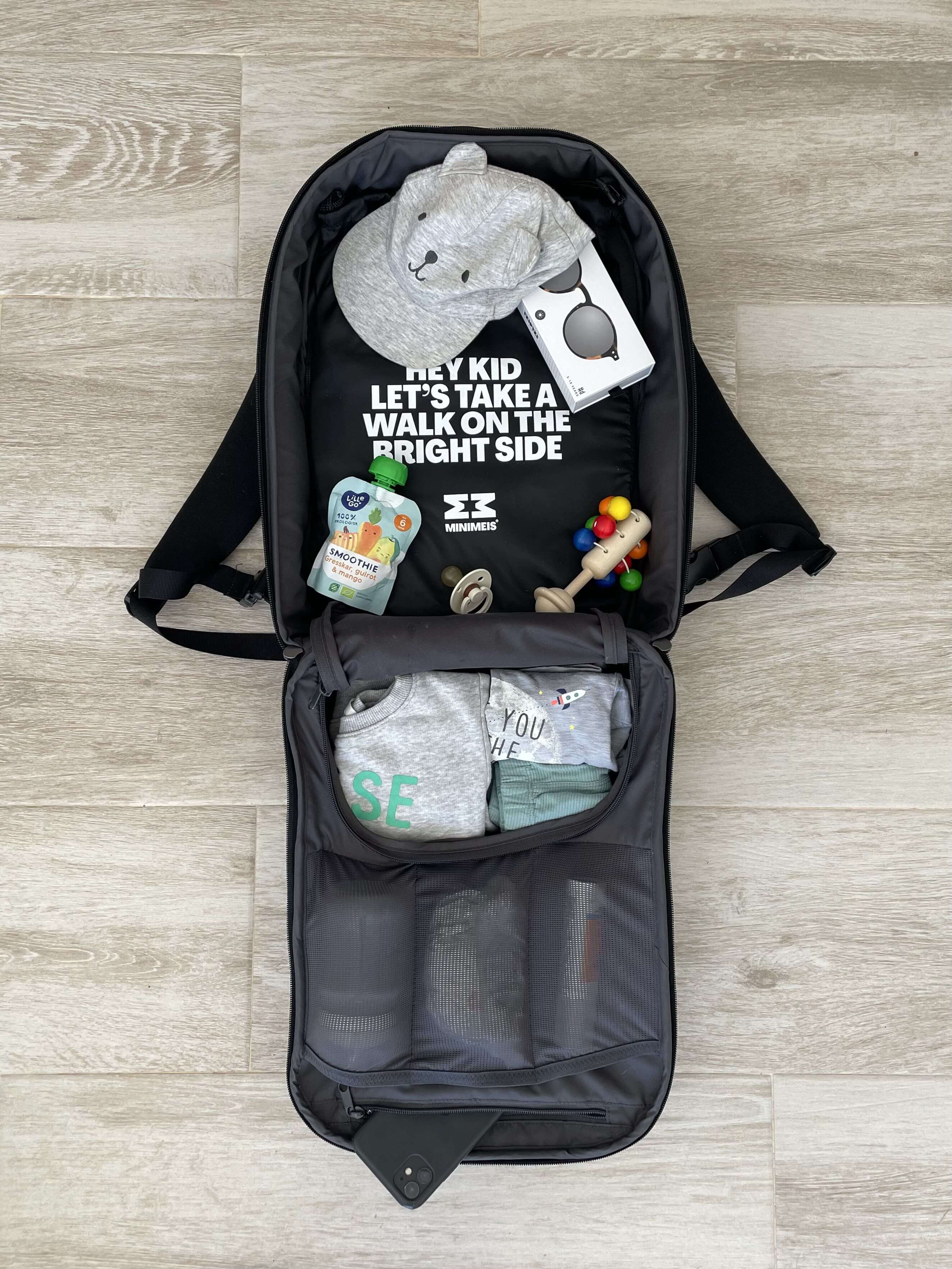 MiniMeis HERO Diaper Backpack | Diaper Bag | Black | Inside View | Packed | SavvyMamaSG