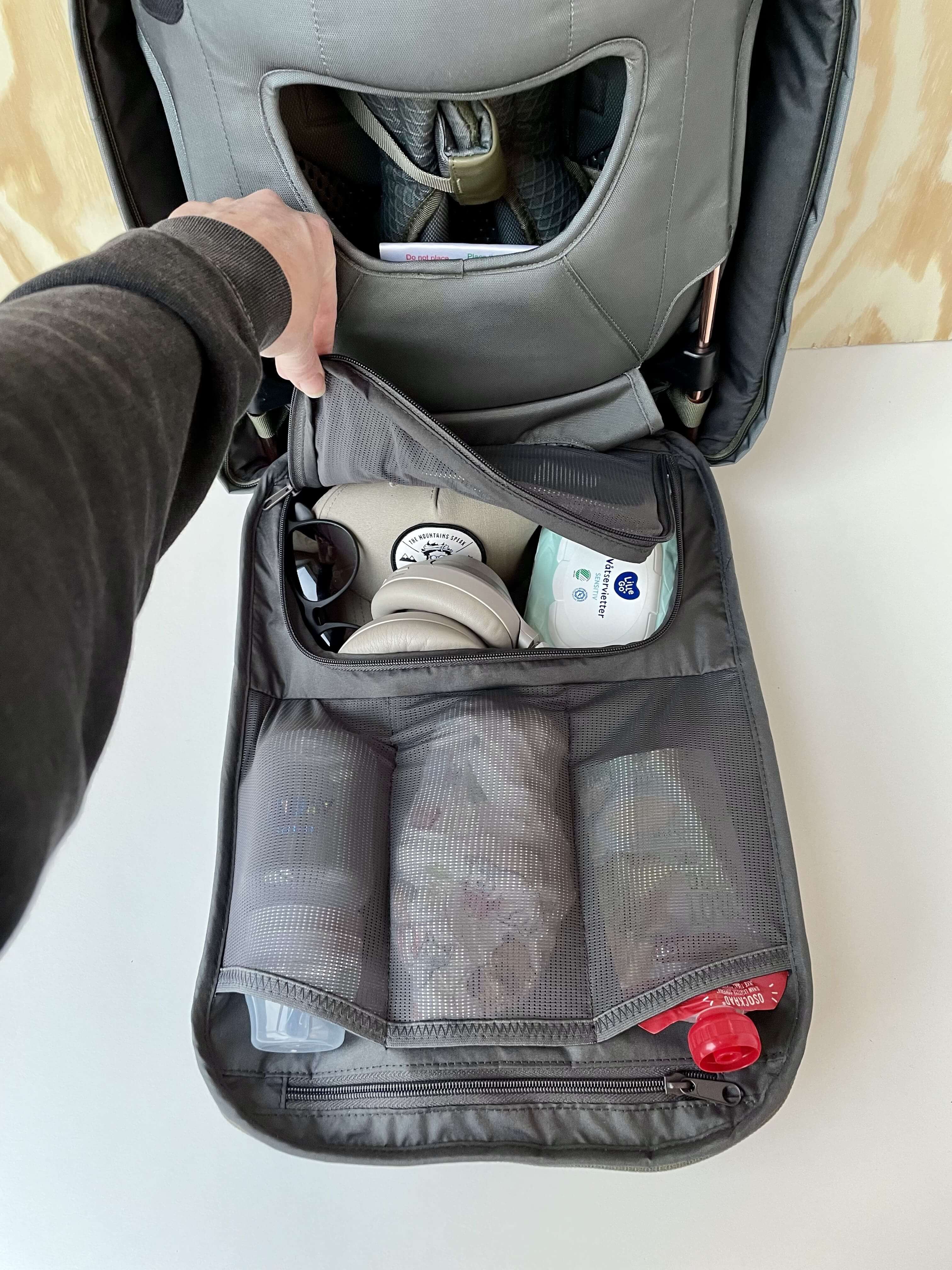 MiniMeis HERO Backpack | Diaper Backpack |Olive | Inside Compartments  View | SavvyMamaSG