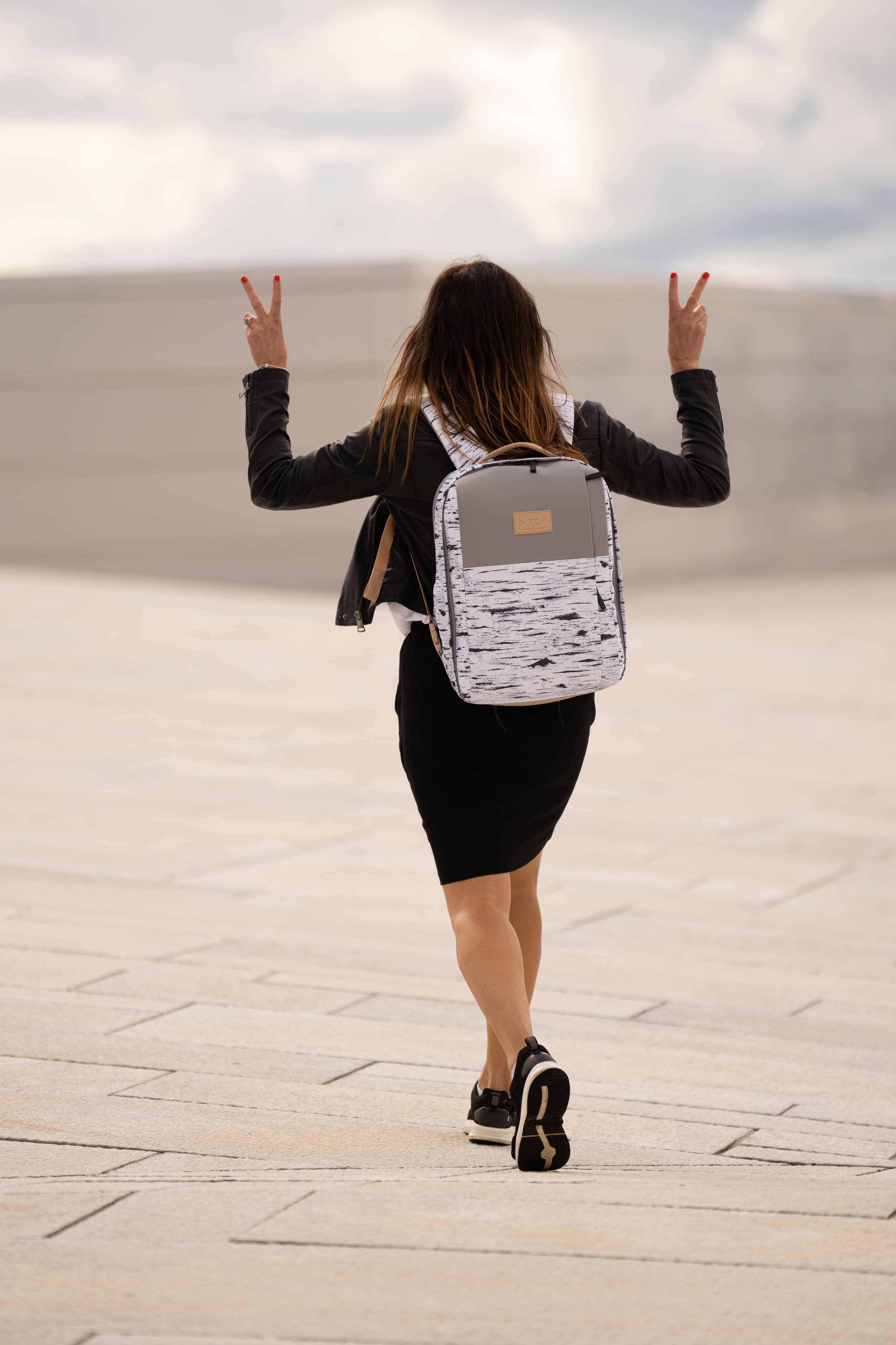 MiniMeis HERO Backpack | Diaper Backpack | White Print  | Woman with Backpack | SavvyMamaSG