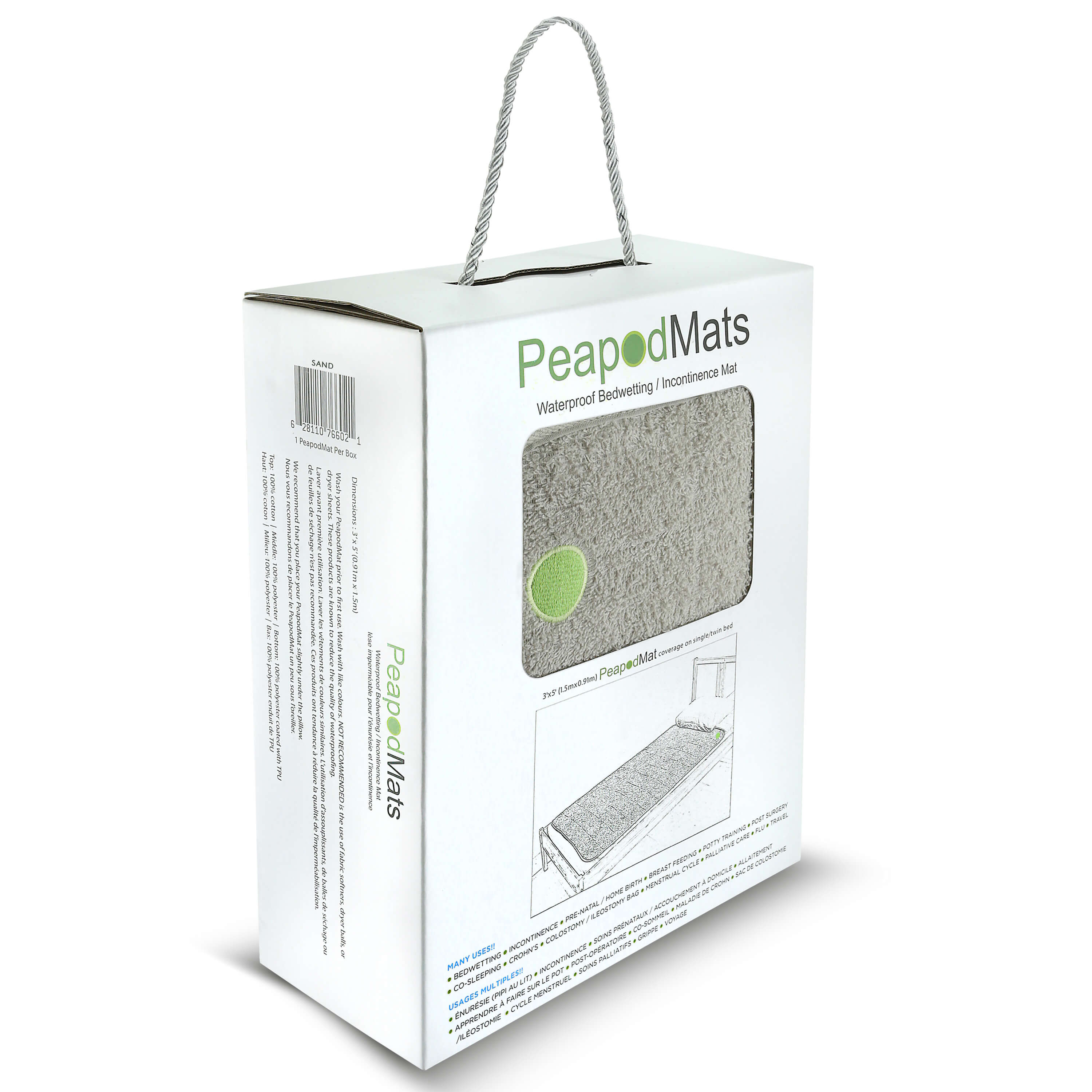 PeapodMats | Mattress Protector | Waterproof Mat in Box |Sand | SavvyMamaSG