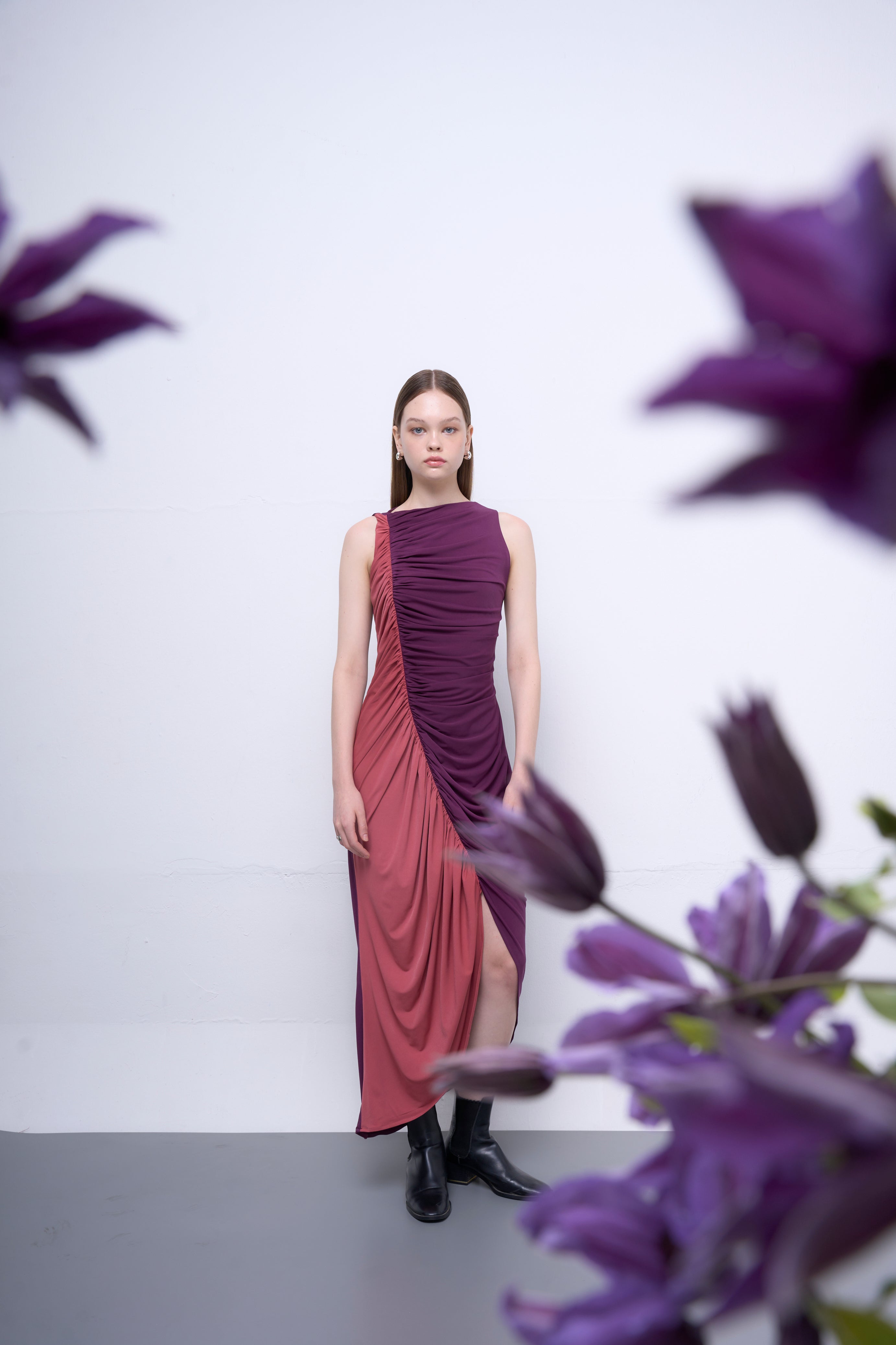 The Parrot | Ava Ruched Two-Tone Dress
