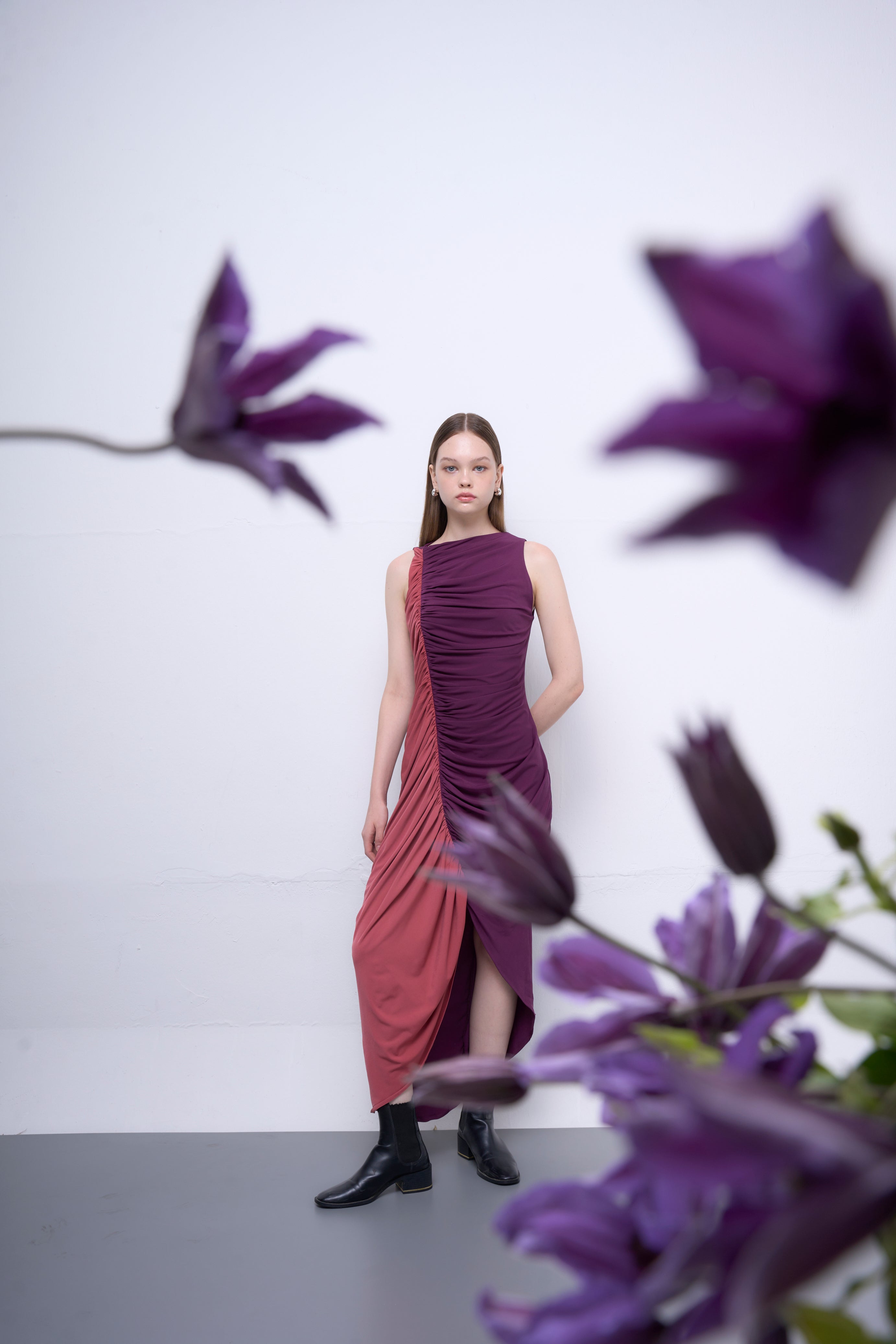 The Parrot | Ava Ruched Two-Tone Dress