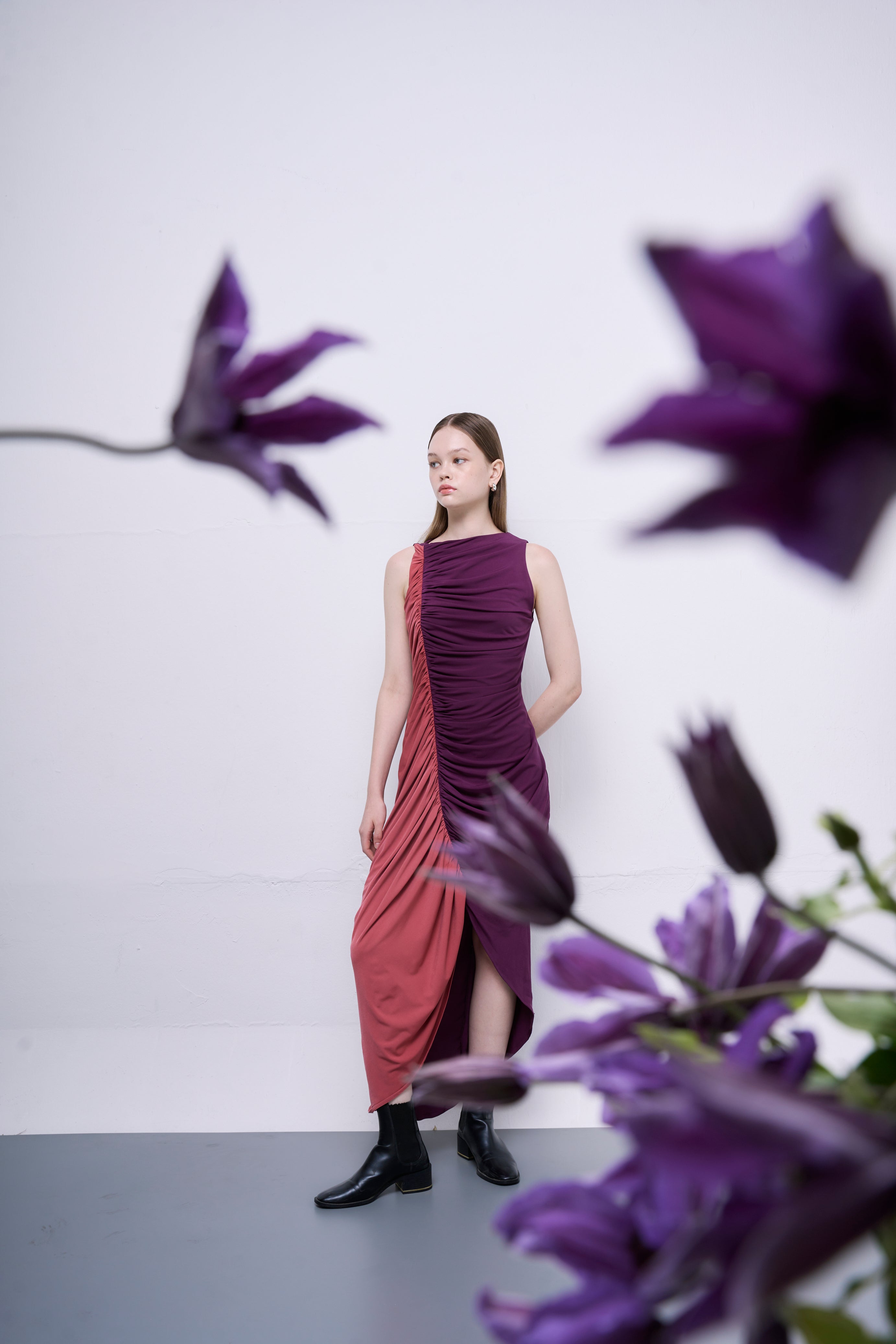 The Parrot | Ava Ruched Two-Tone Dress