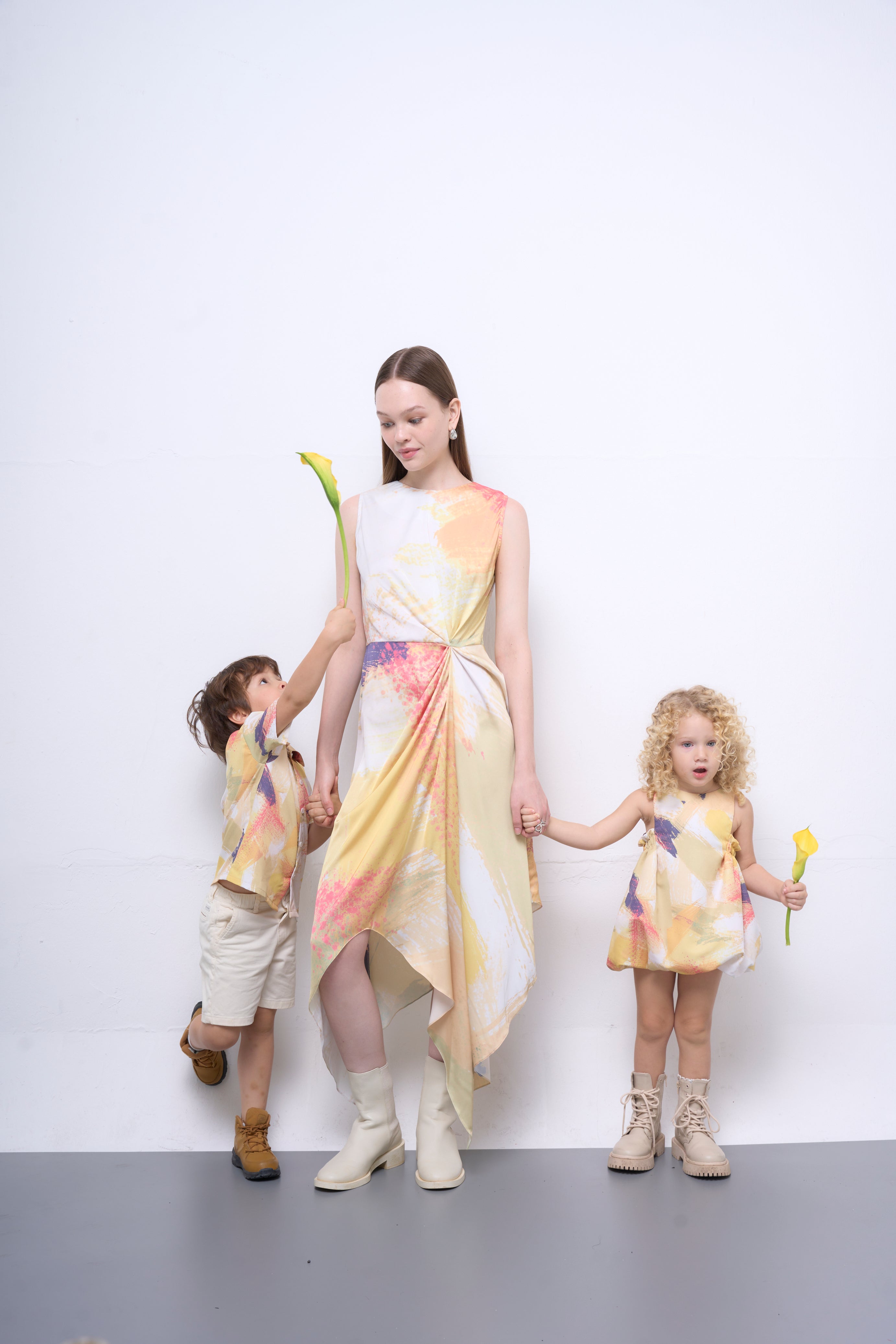 The Parrot | Midi Soleil Drape Dress - Garden Yellow Print