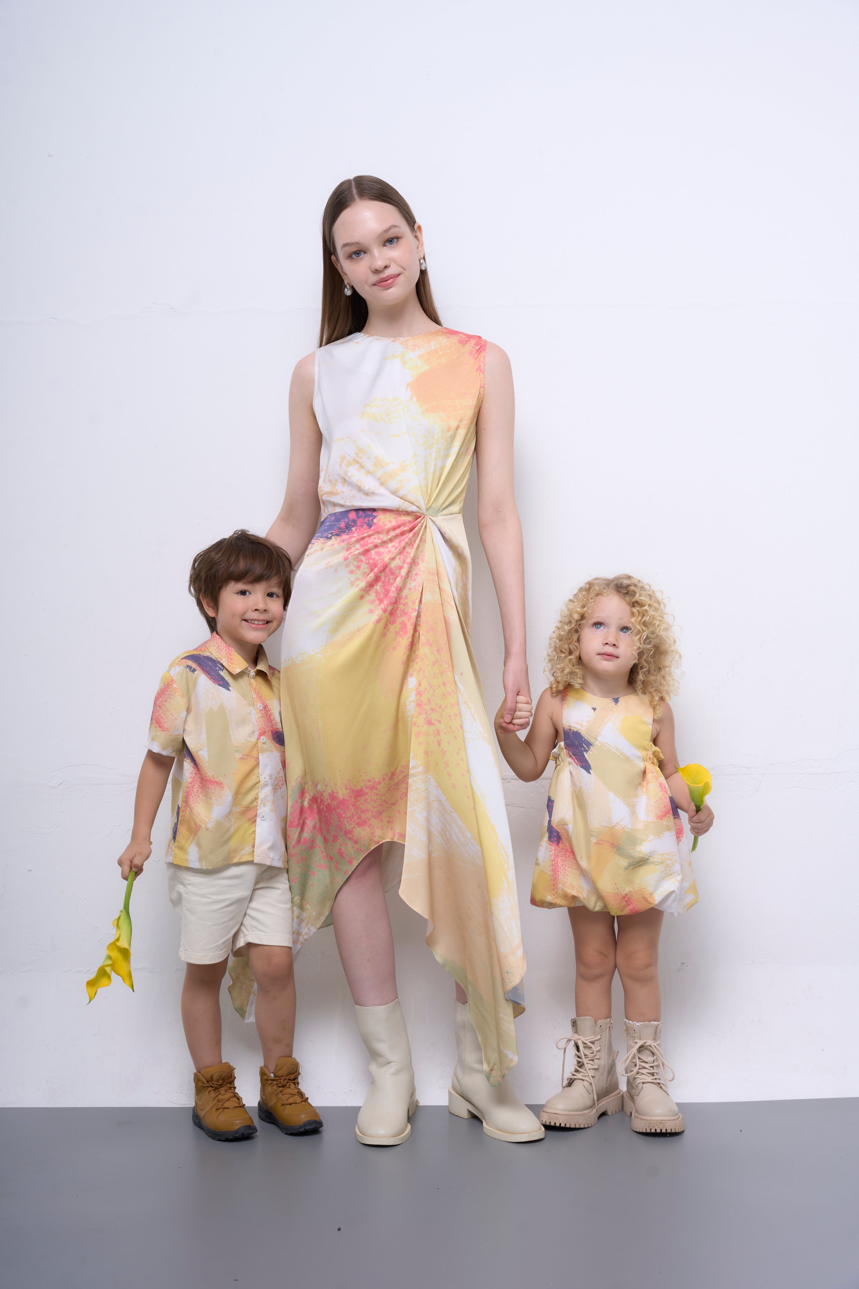 The Parrot | Midi Soleil Drape Dress - Garden Yellow Print