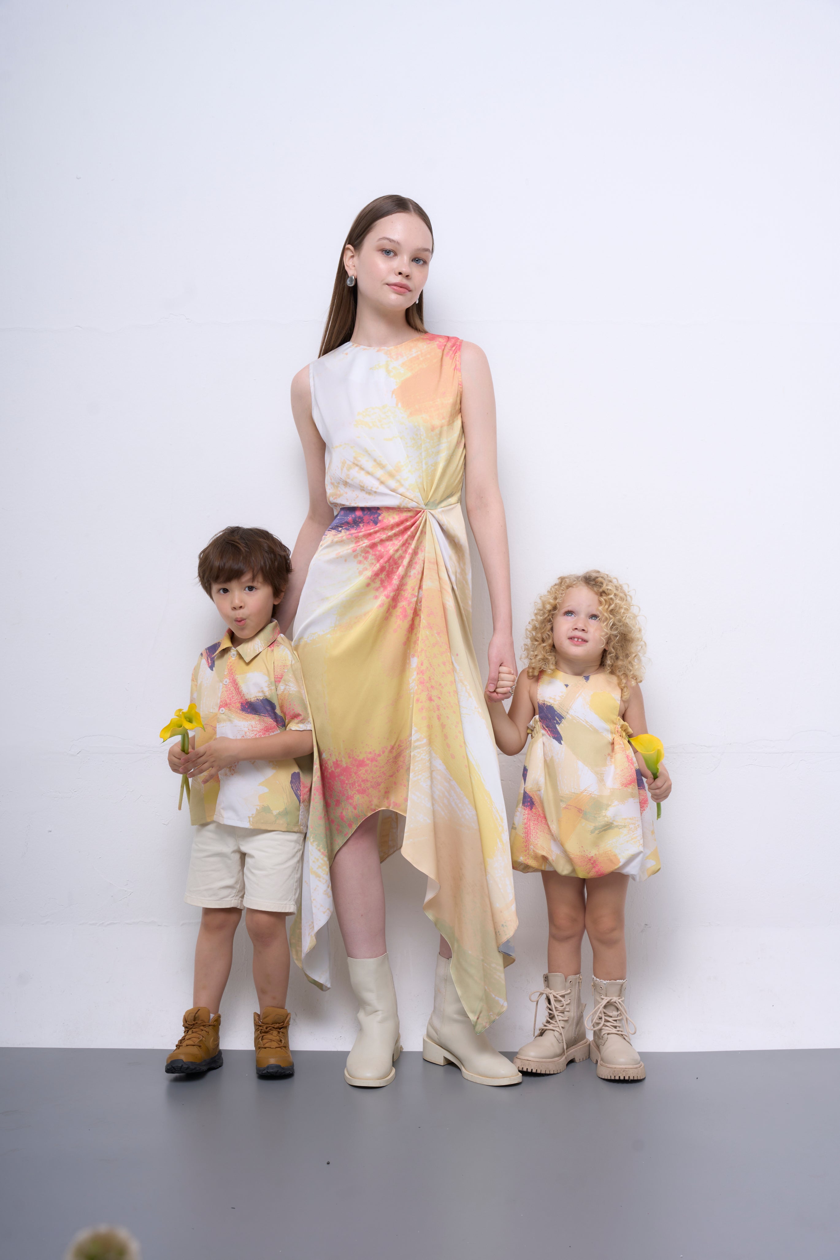 The Parrot | Midi Soleil Drape Dress - Garden Yellow Print