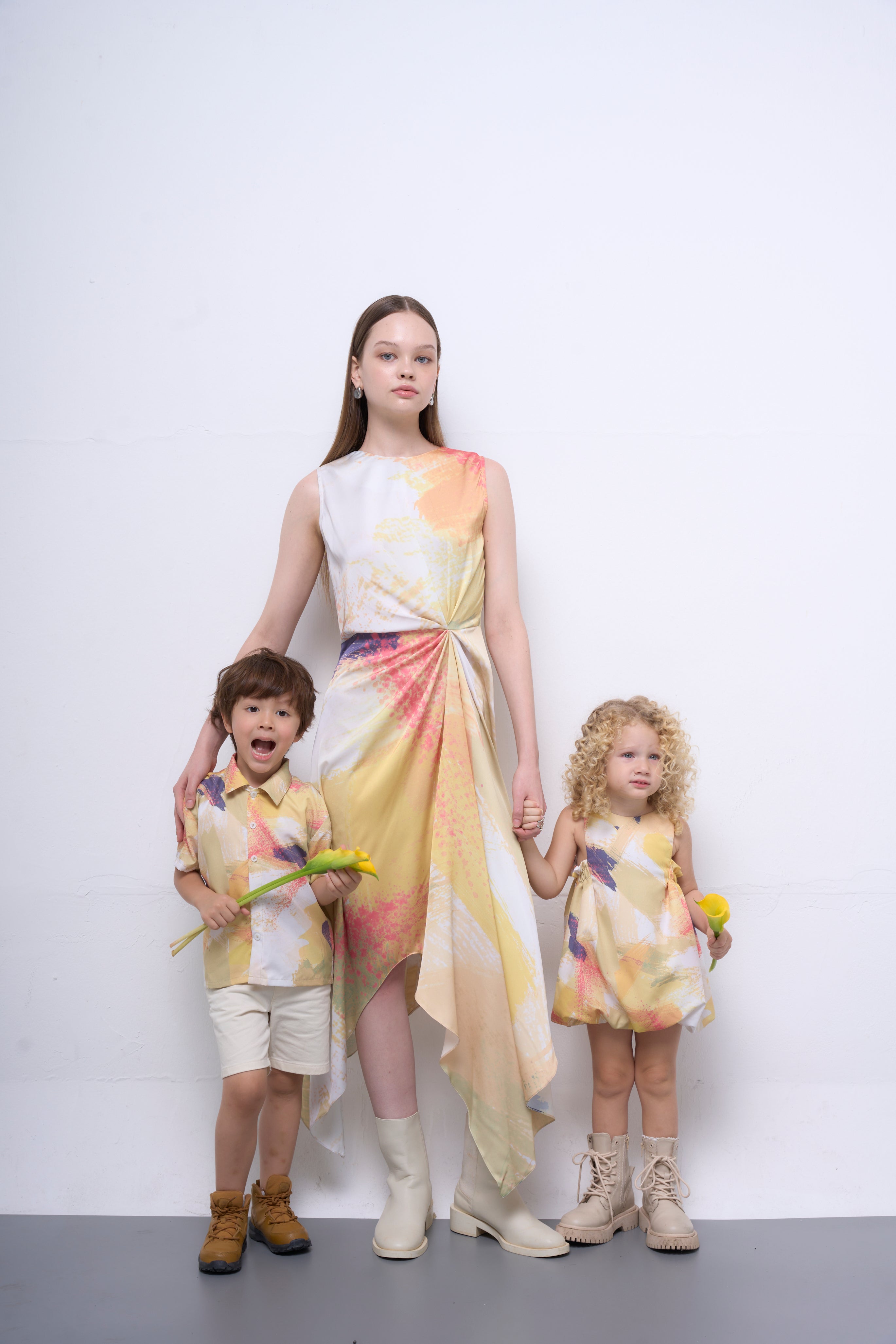 The Parrot | Midi Soleil Drape Dress - Garden Yellow Print