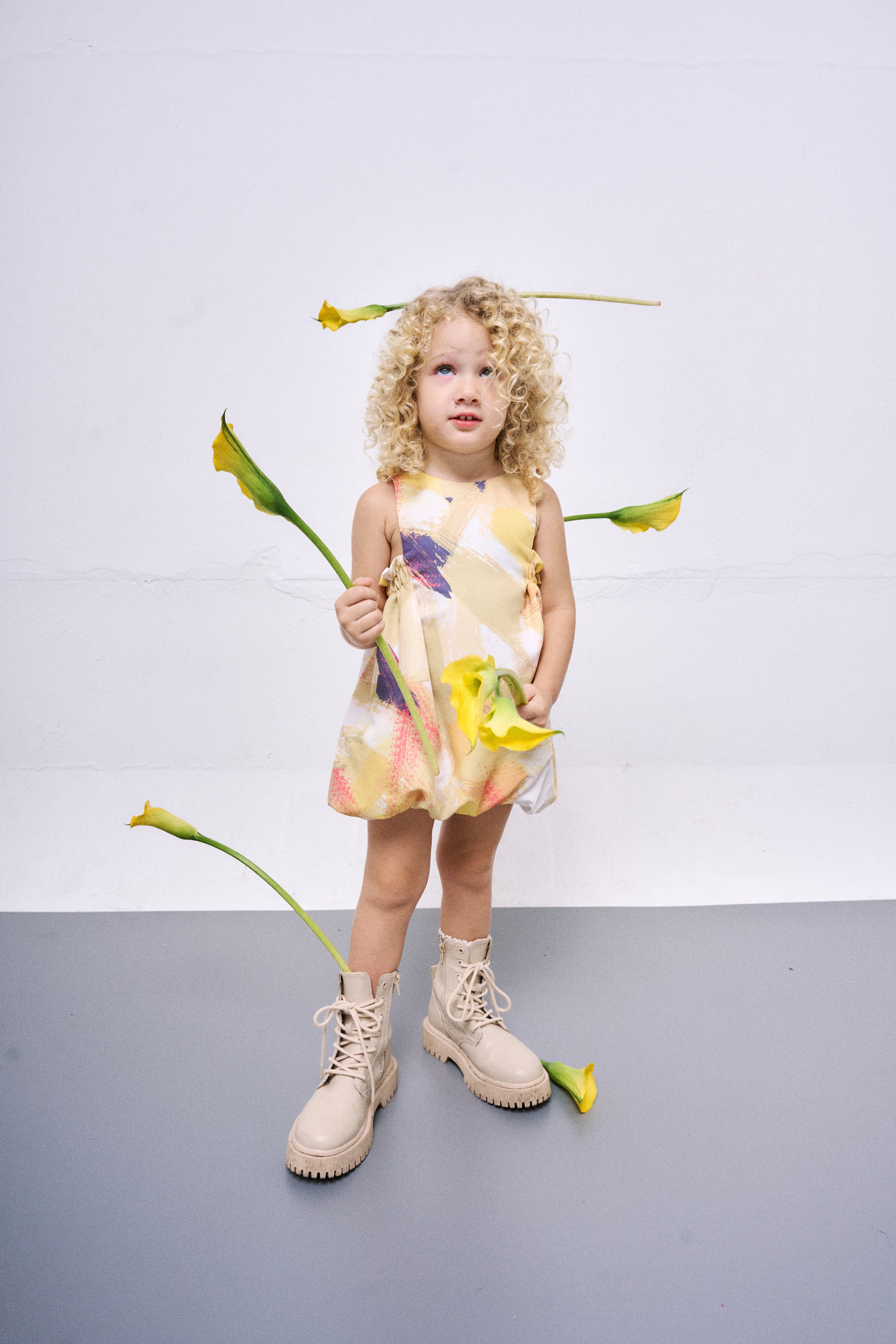 The Parrot | Soleil Balloon Dress - Garden Yellow Print (Girl)