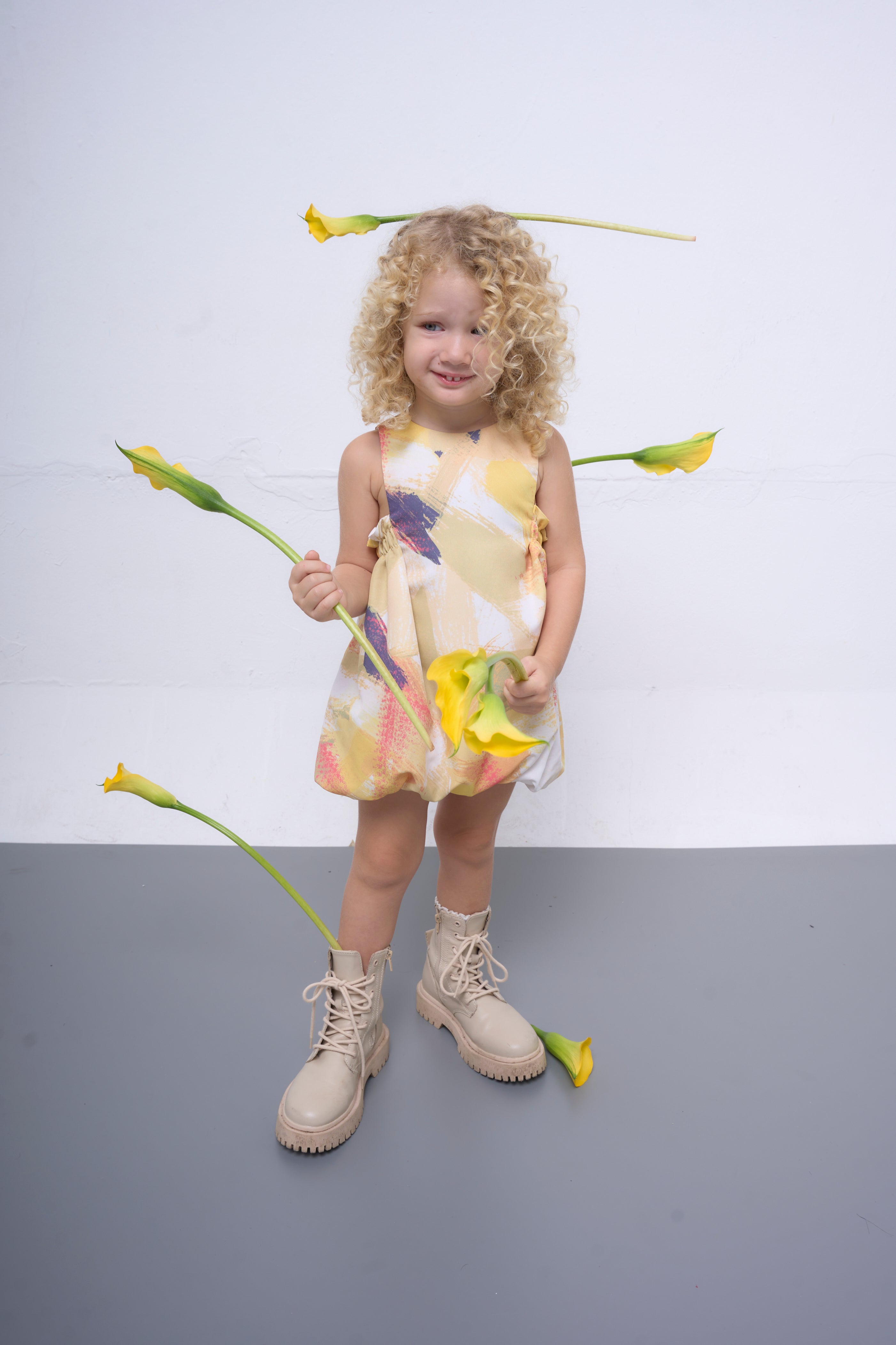 The Parrot | Soleil Balloon Dress - Garden Yellow Print (Girl)