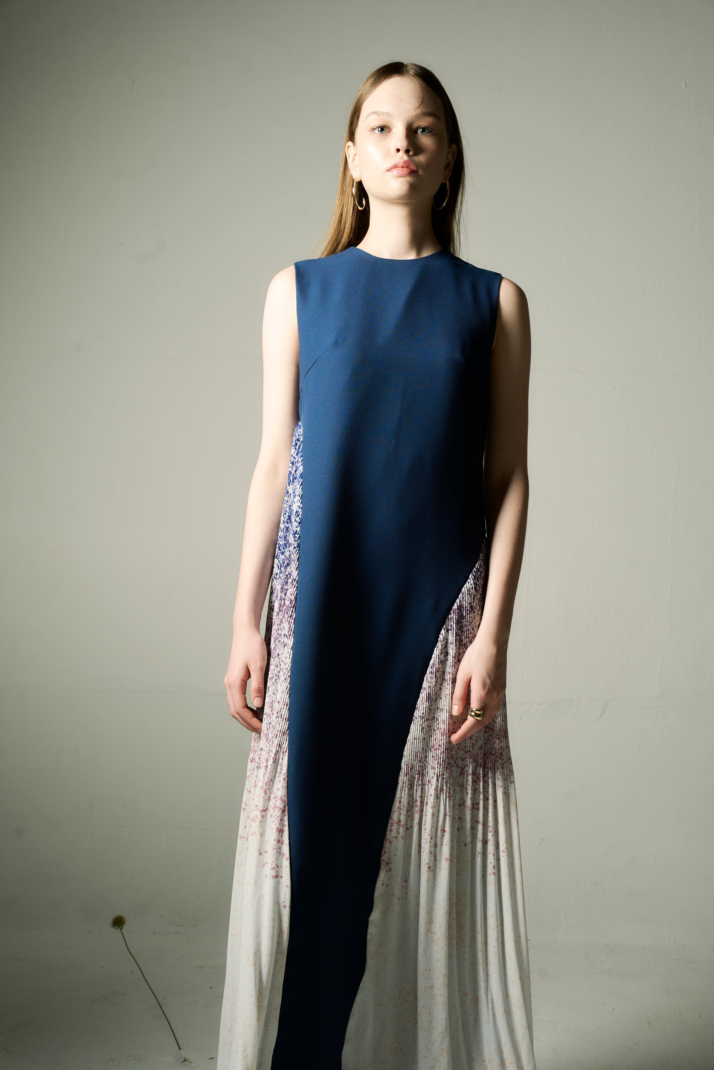 The Parrot | Aria Blue Snowflake Maxi Pleat Dress