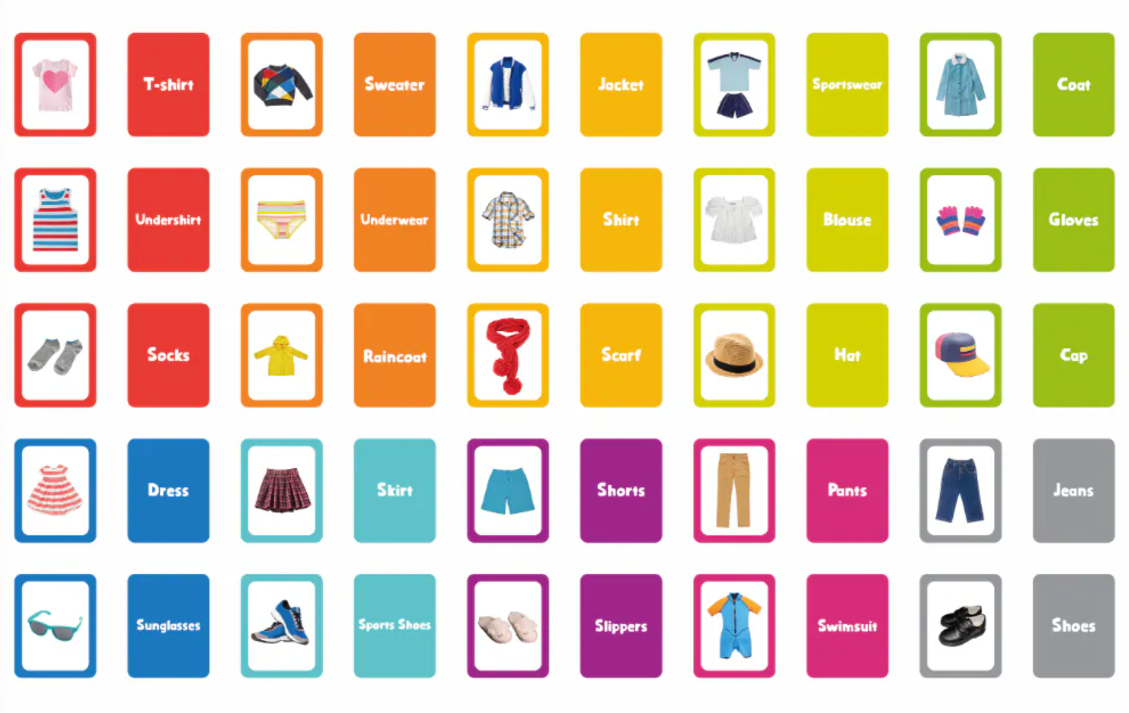 Books | Curios - English Flashcards - Clothing