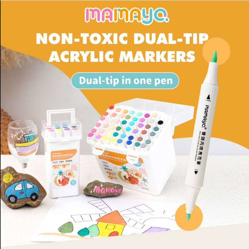 Mamayo | Non-toxic Dual-tip Acrylic Markers - 12 Colours (PREORDER)