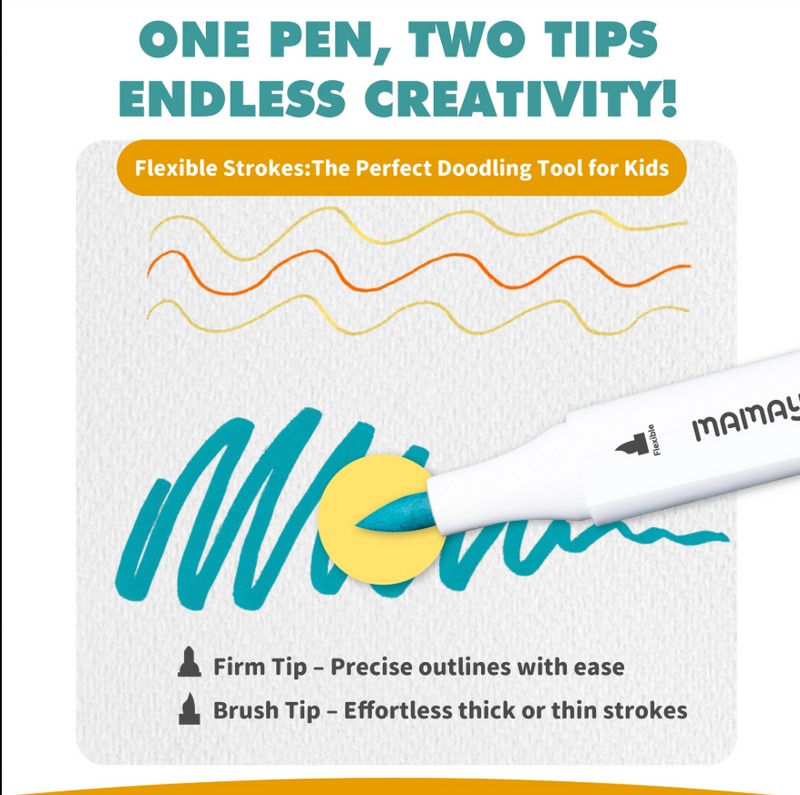 Mamayo | Non-toxic Dual-tip Acrylic Markers - 12 Colours (PREORDER)