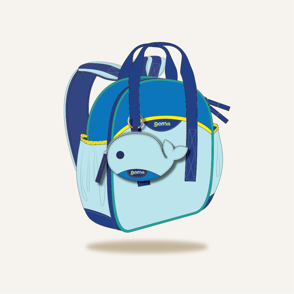 Goma Kids Bag | Will The Whale Backpack | School Bag with Pouch | SavvyMamaSG