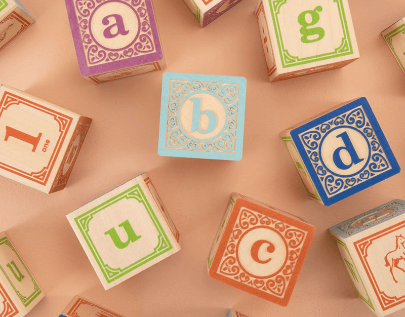 Uncle Goose Classic Lowercase  ABC Blocks | Educational Toys | Wooden Blocks |  Top Side| SavvyMama