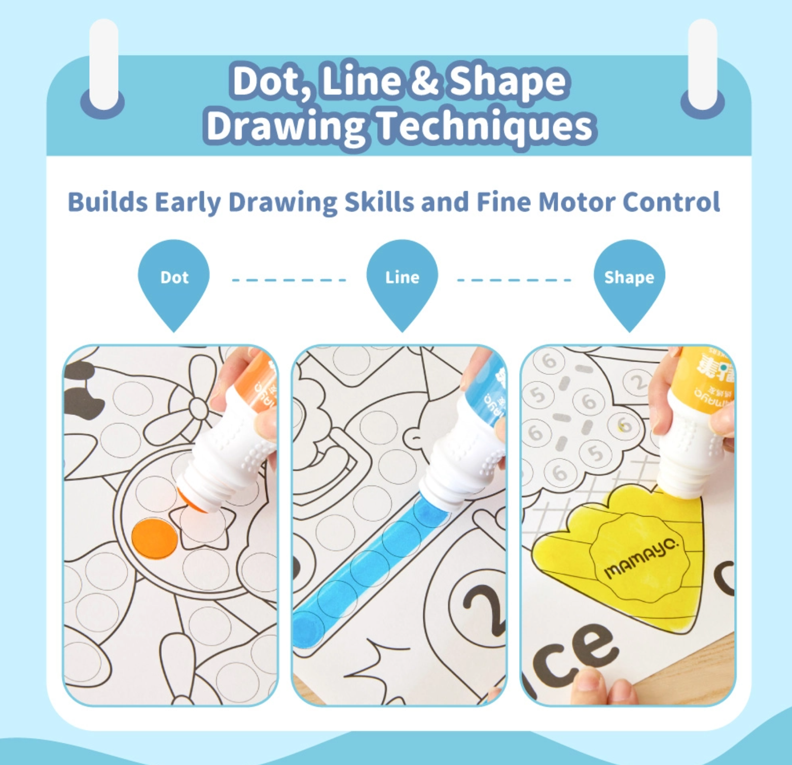 Dot marker|learning activity for toddlers|teaching dot line and shape|drawing skills|fine motor practice