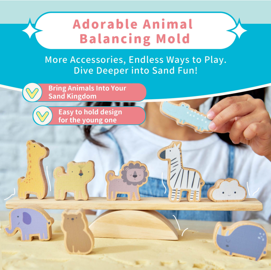 animal sand mold set|kids balancing toy|kinetic sand accessories|fine motor sensory play|creative sand fun