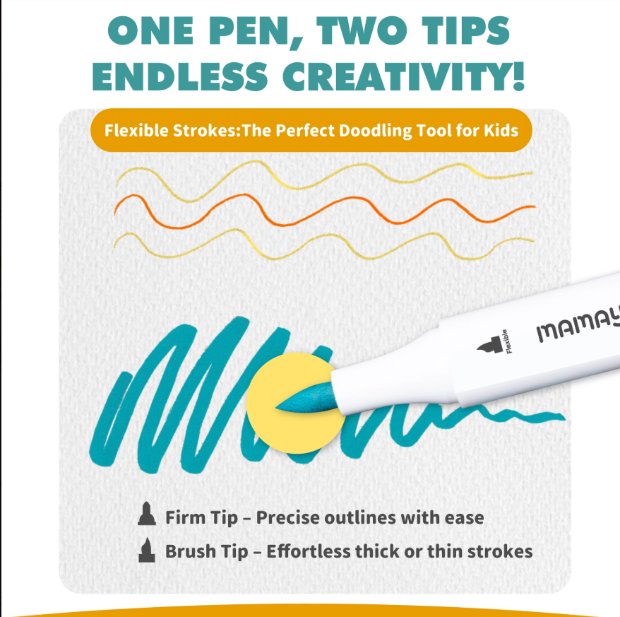 dual tip marker pen|brush tip acrylic marker|firm precision tip|kids doodling markers|art and craft supplies