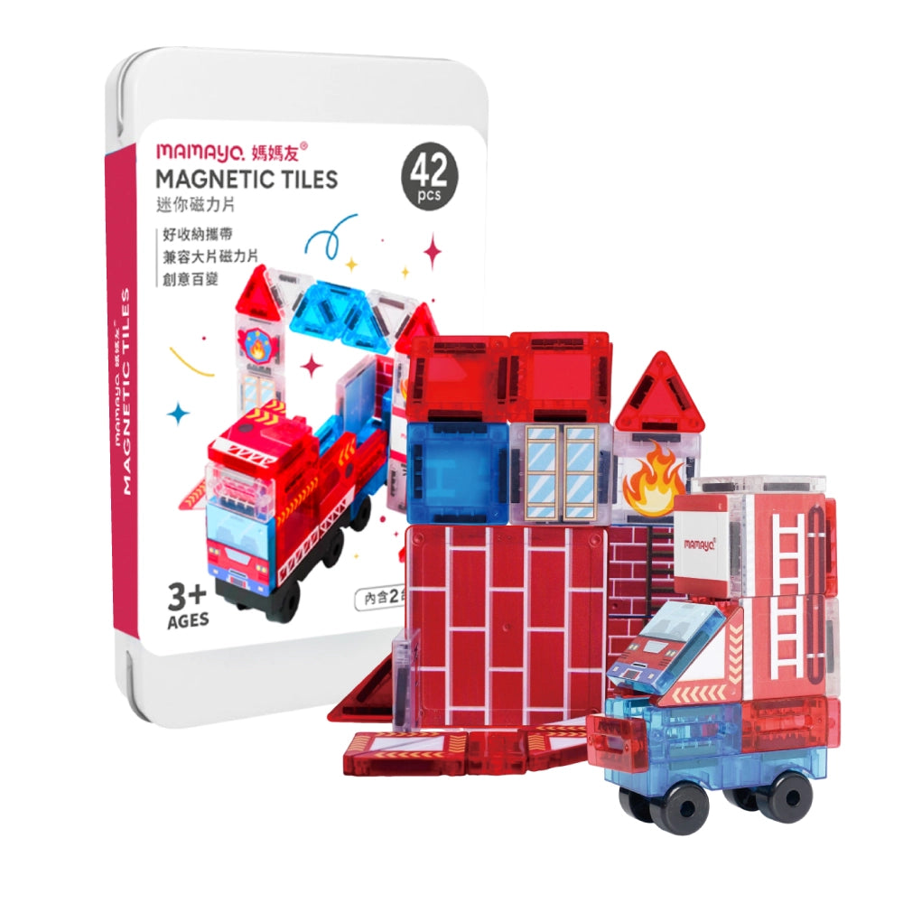 Mamayo fire truck mini magnetic tiles 42pcs|STEM building toy|creative learning|role play|kids building toys